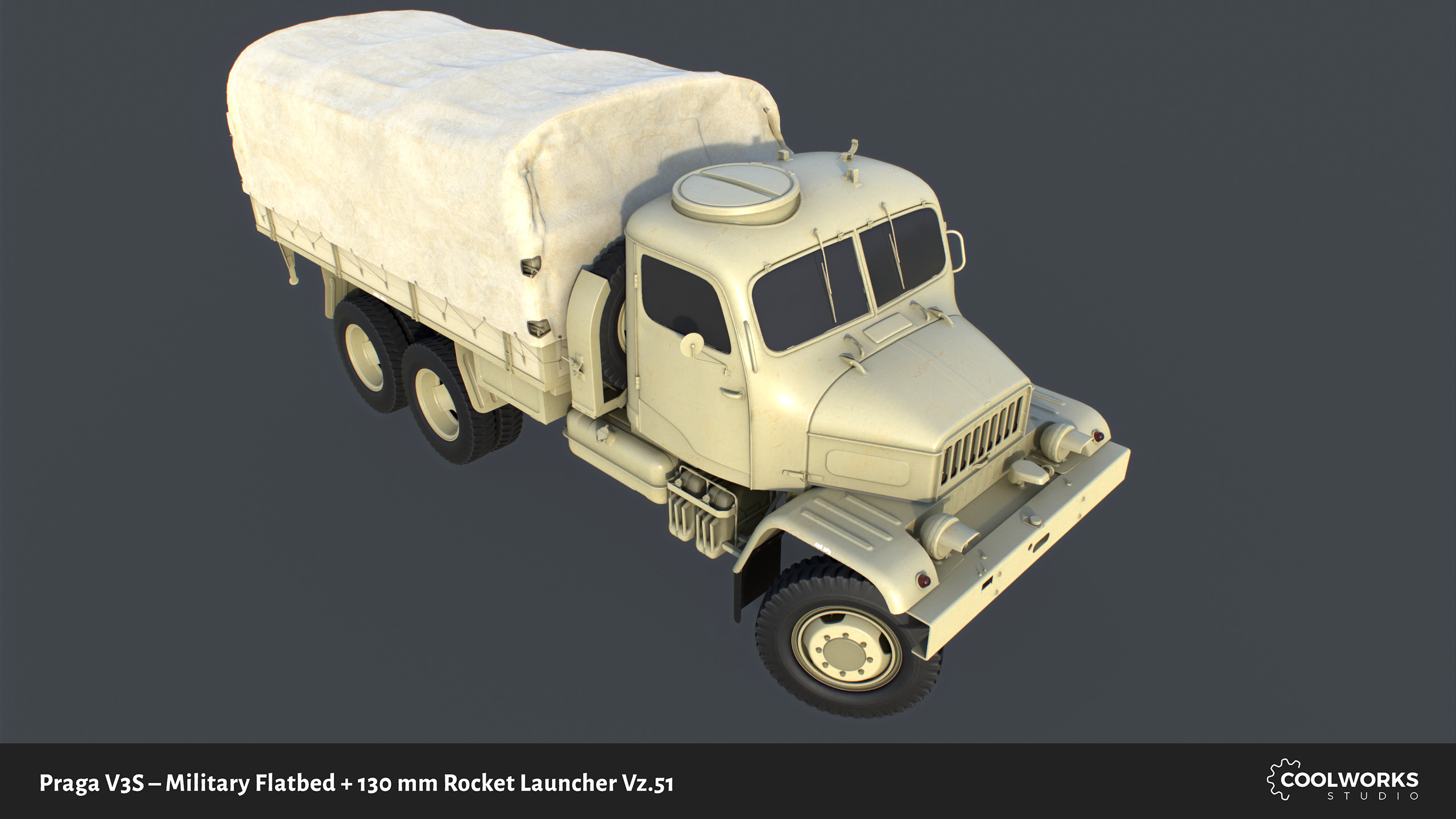 PV3S Truck Flatbed Set Low-poly 3D model_59