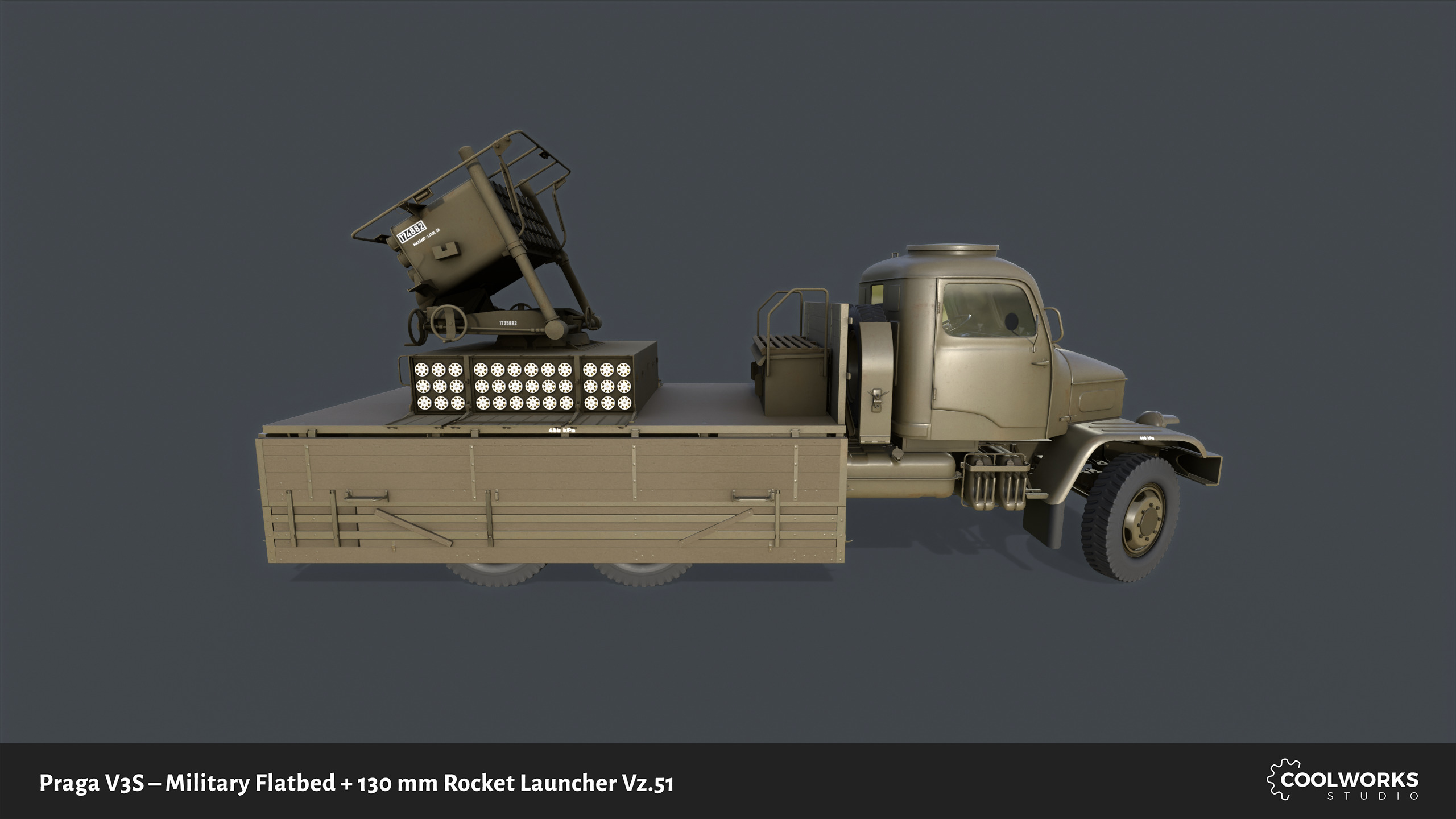 PV3S Truck Flatbed Set Low-poly 3D model_24