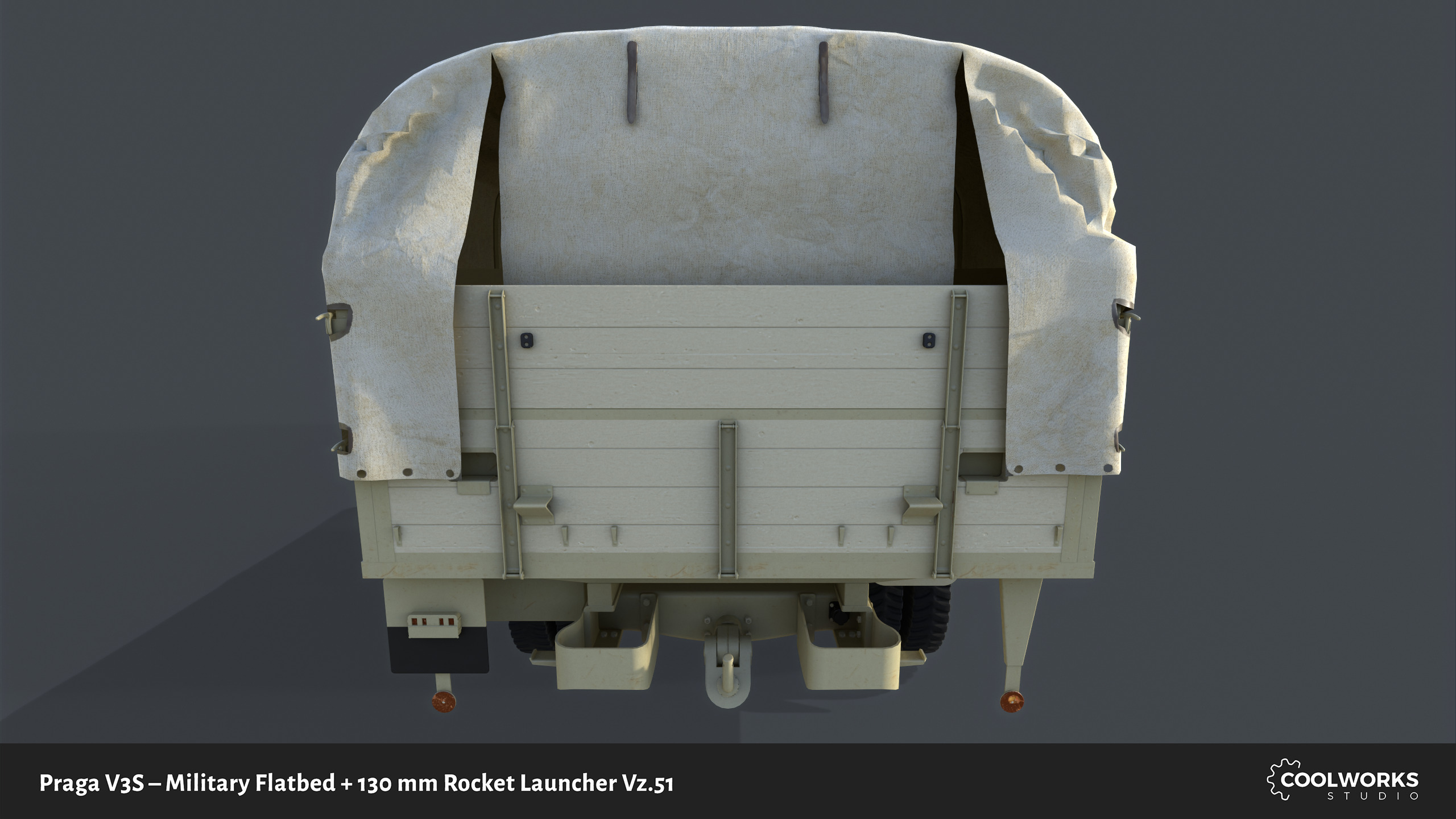 PV3S Truck Flatbed Set Low-poly 3D model_57