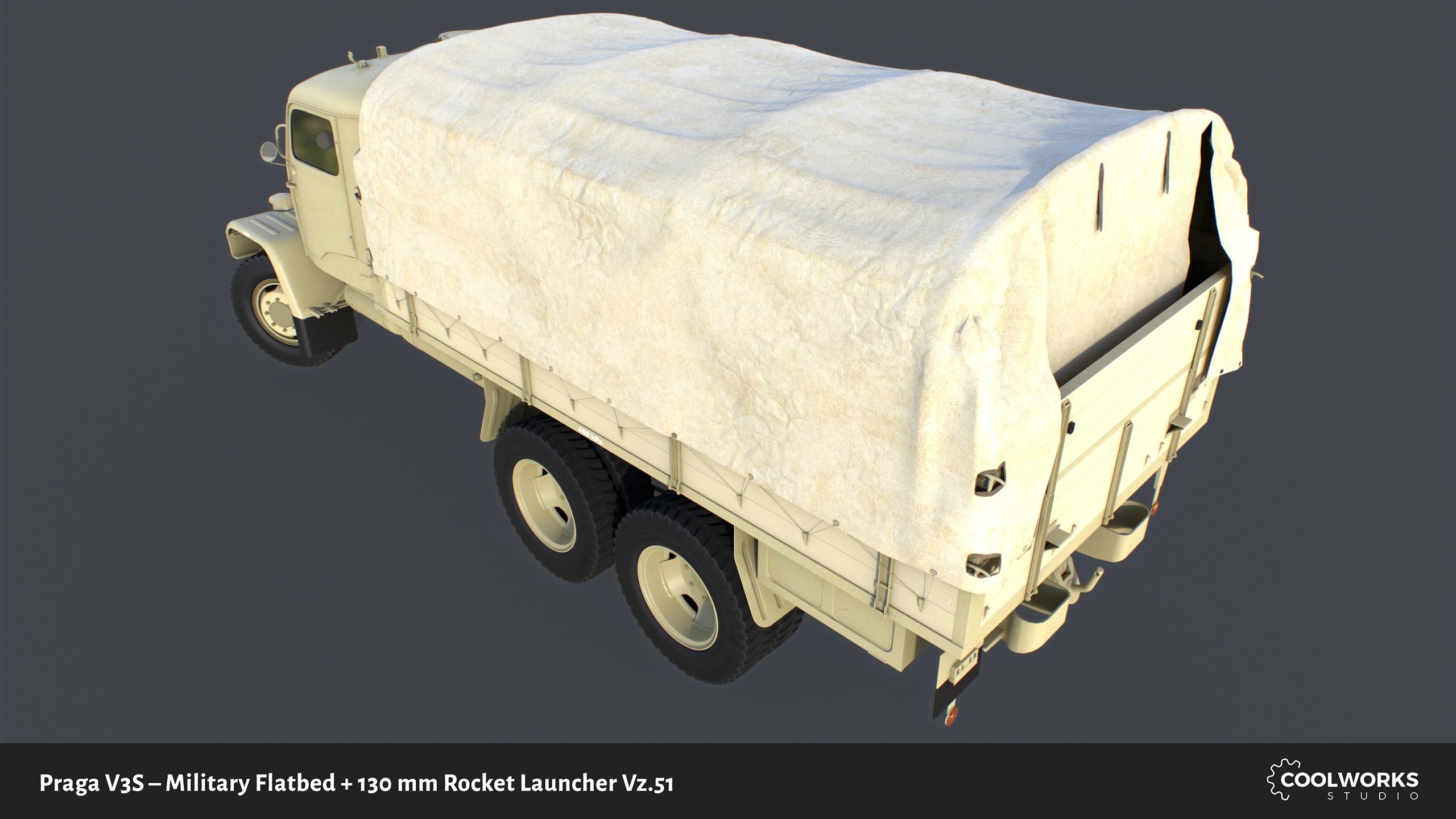 PV3S Truck Flatbed Set Low-poly 3D model_58