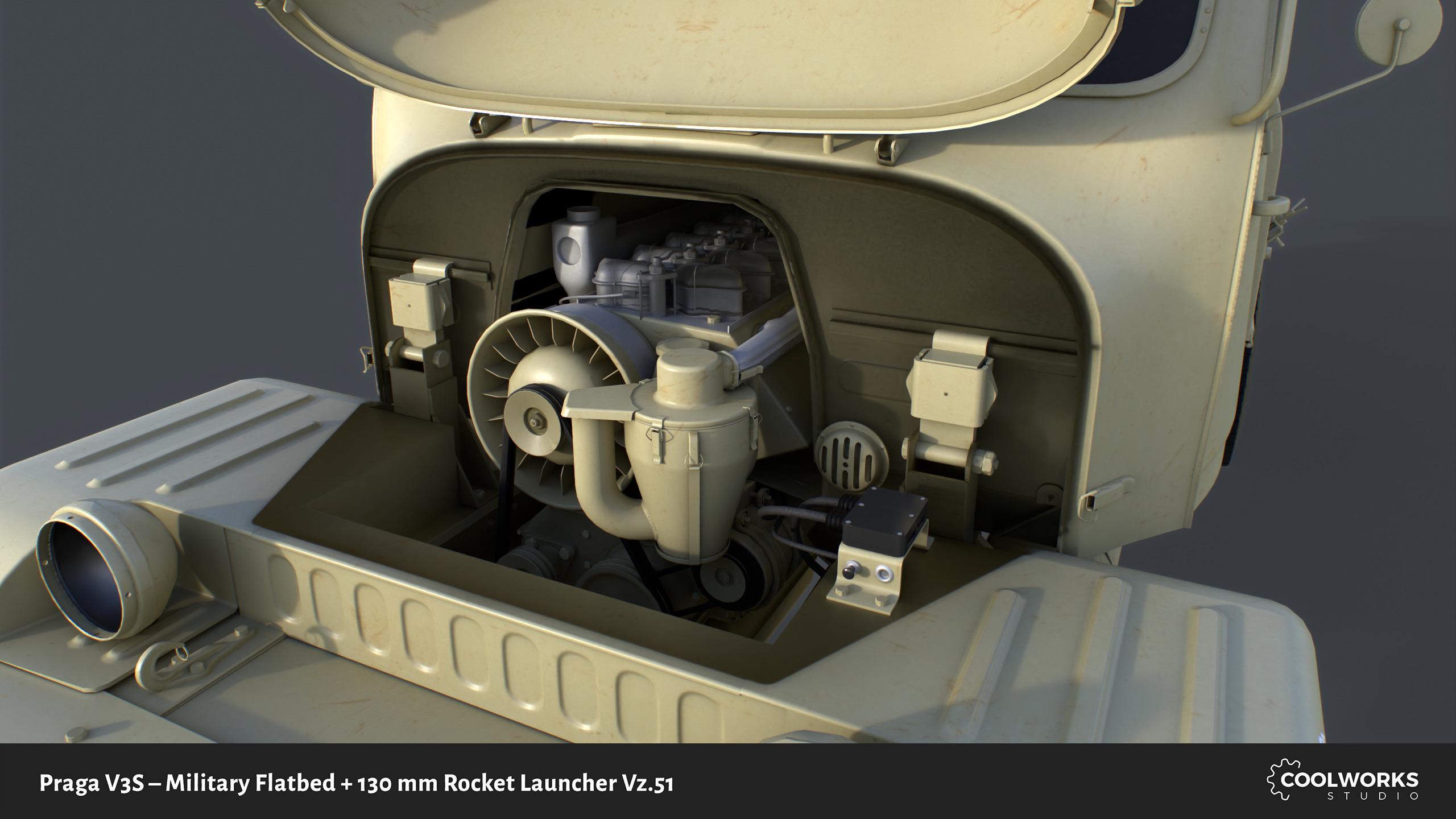 PV3S Truck Flatbed Set Low-poly 3D model_64