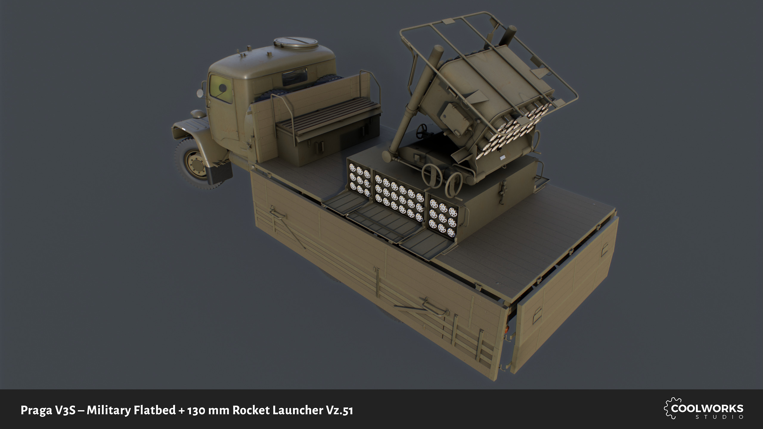 PV3S Truck Flatbed Set Low-poly 3D model_27