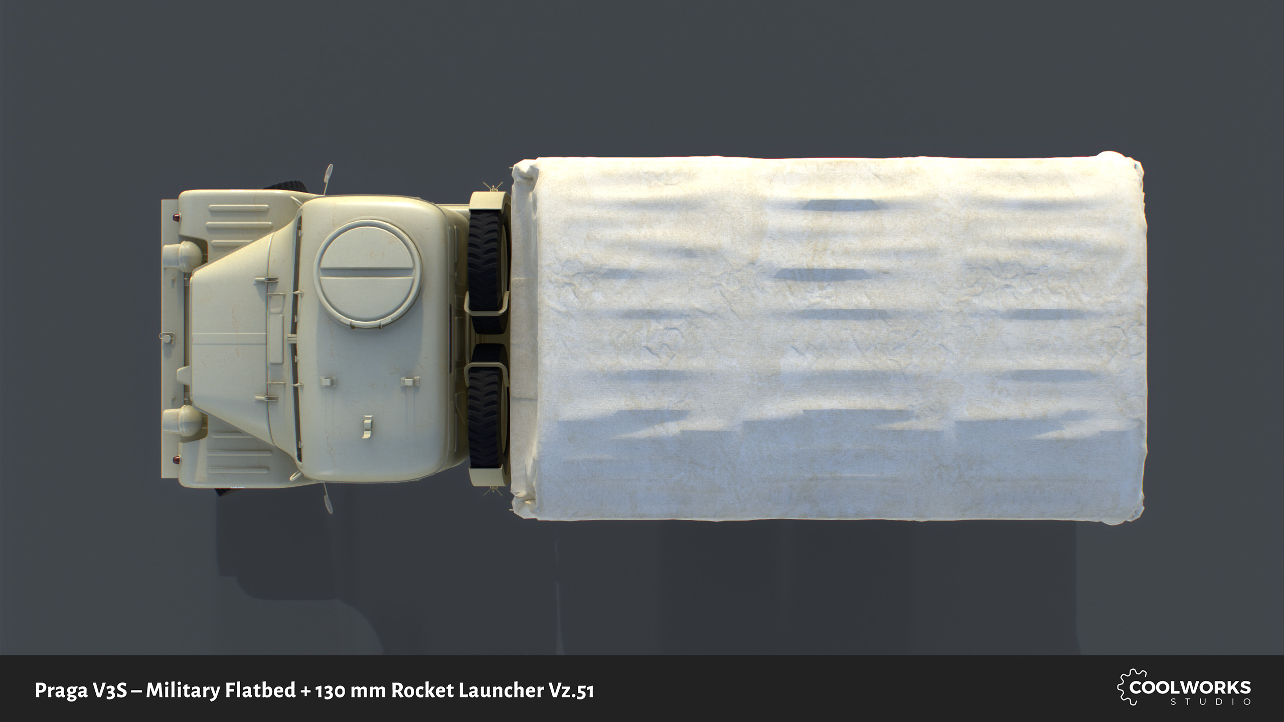 PV3S Truck Flatbed Set Low-poly 3D model_55