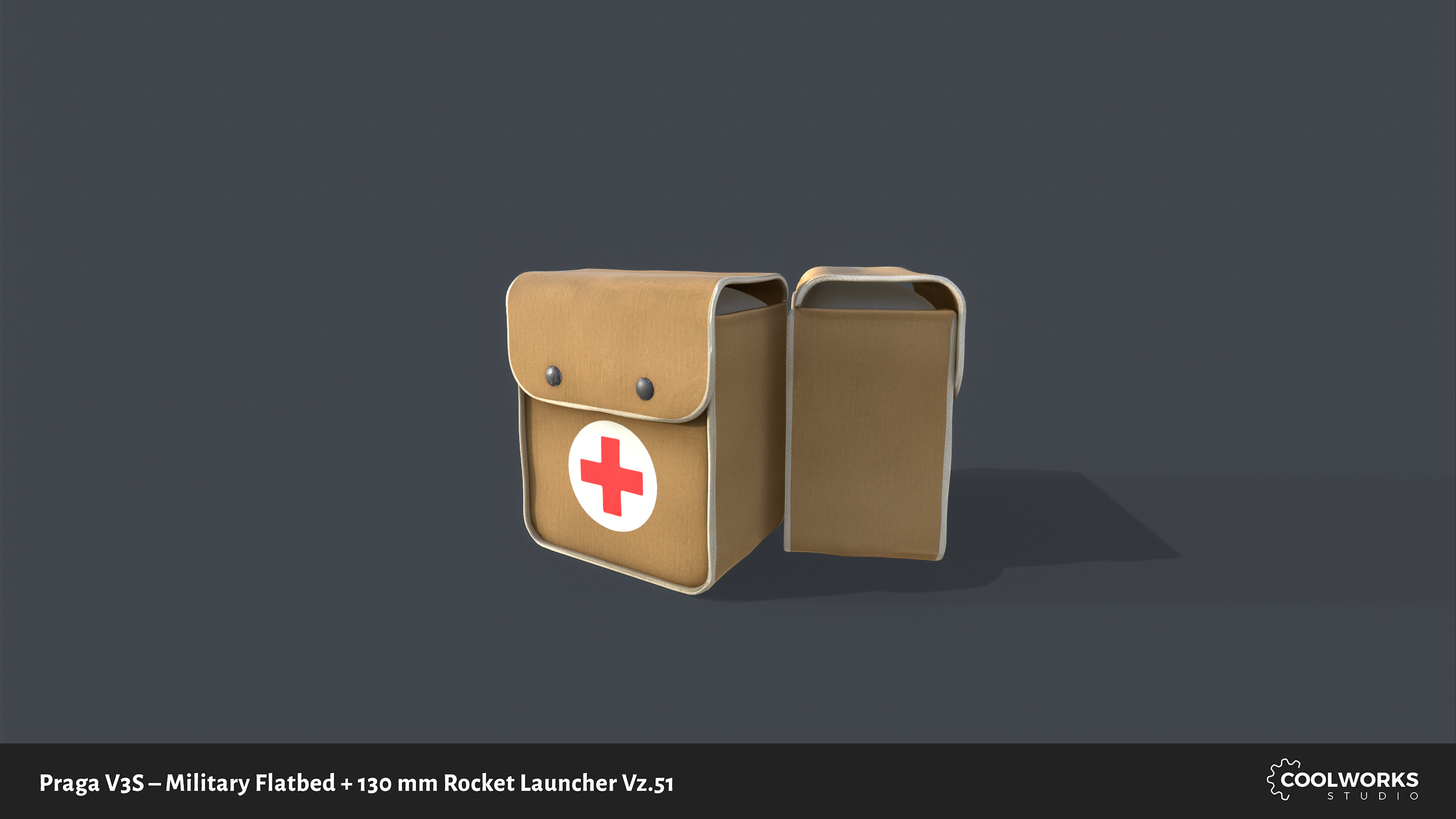 PV3S Truck Flatbed Set Low-poly 3D model_84