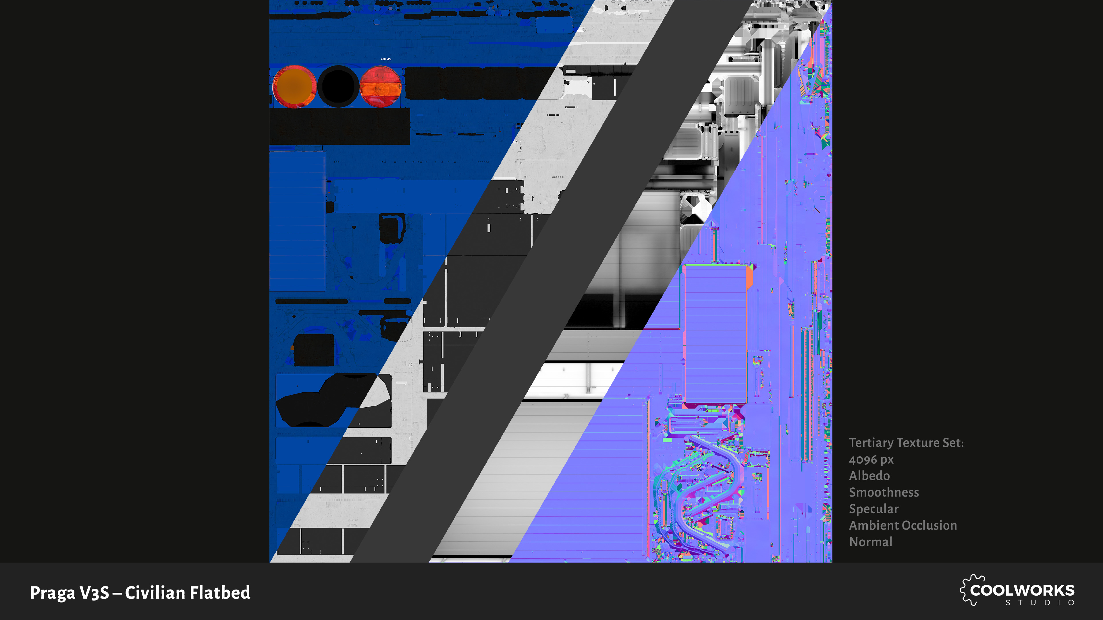 PV3S Truck Flatbed Set Low-poly 3D model_129