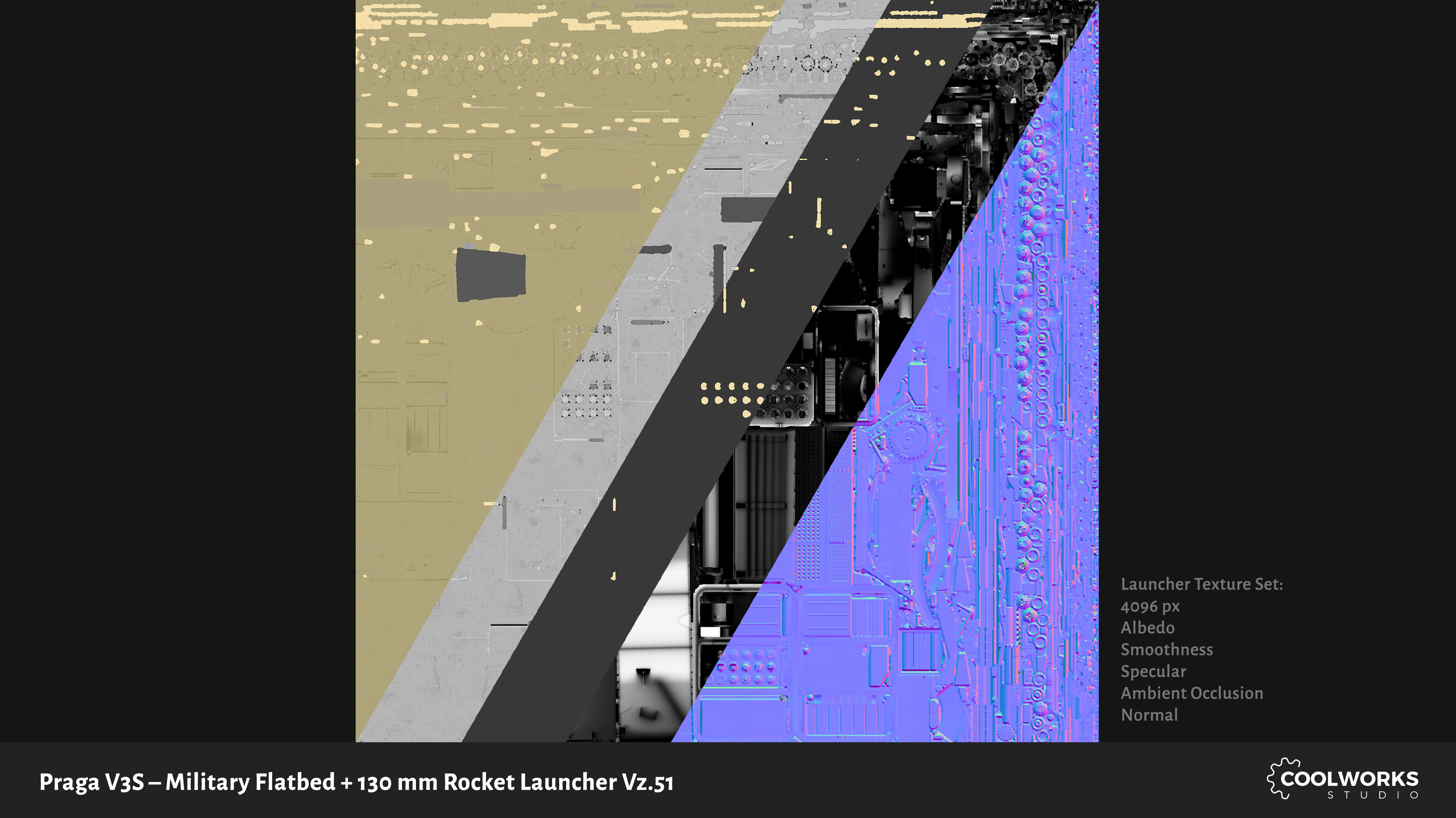 PV3S Truck Flatbed Set Low-poly 3D model_104