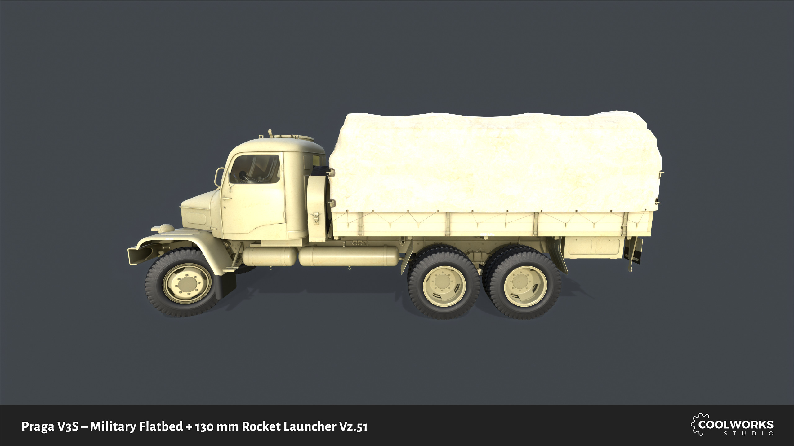 PV3S Truck Flatbed Set Low-poly 3D model_61