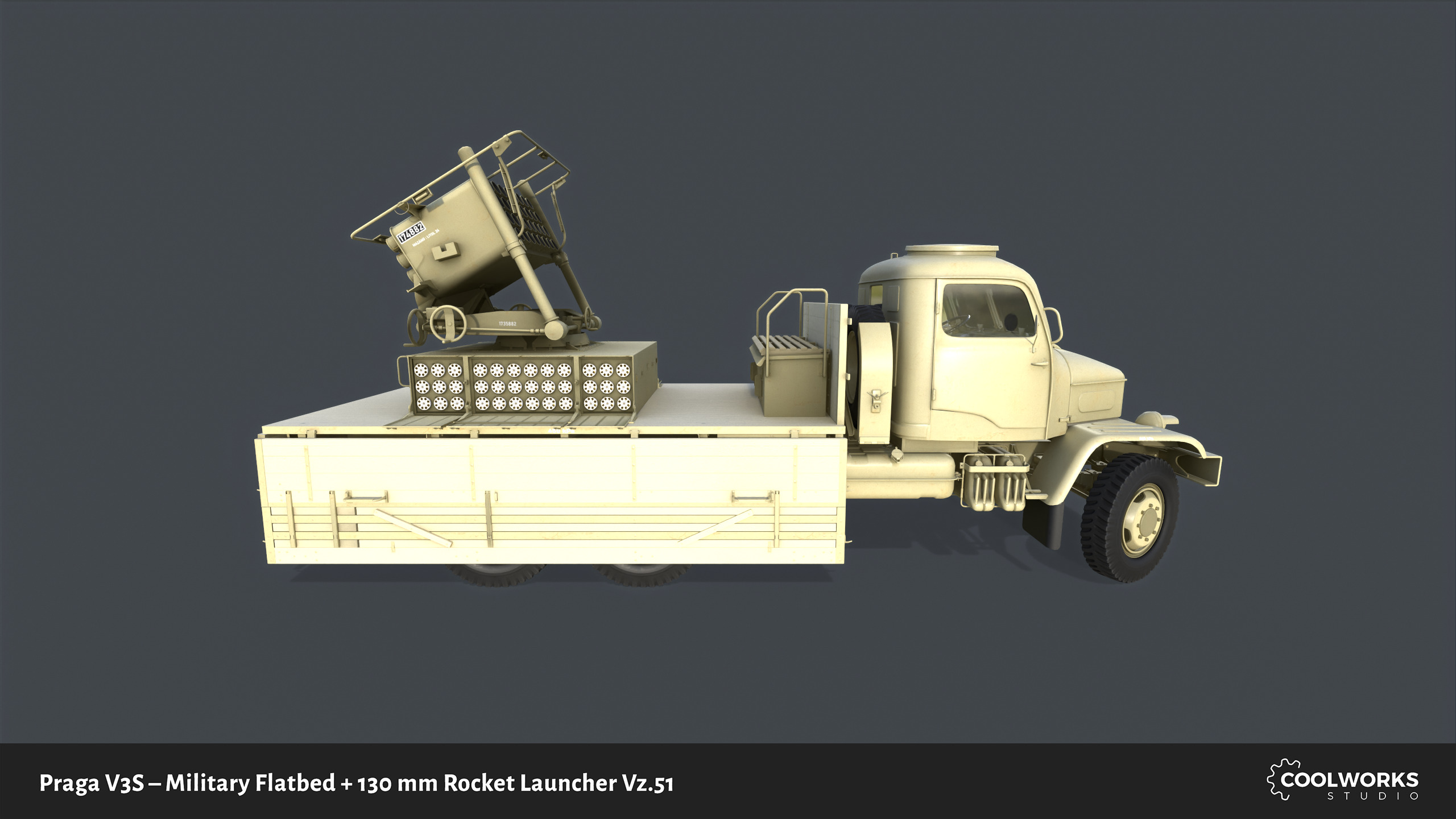 PV3S Truck Flatbed Set Low-poly 3D model_76