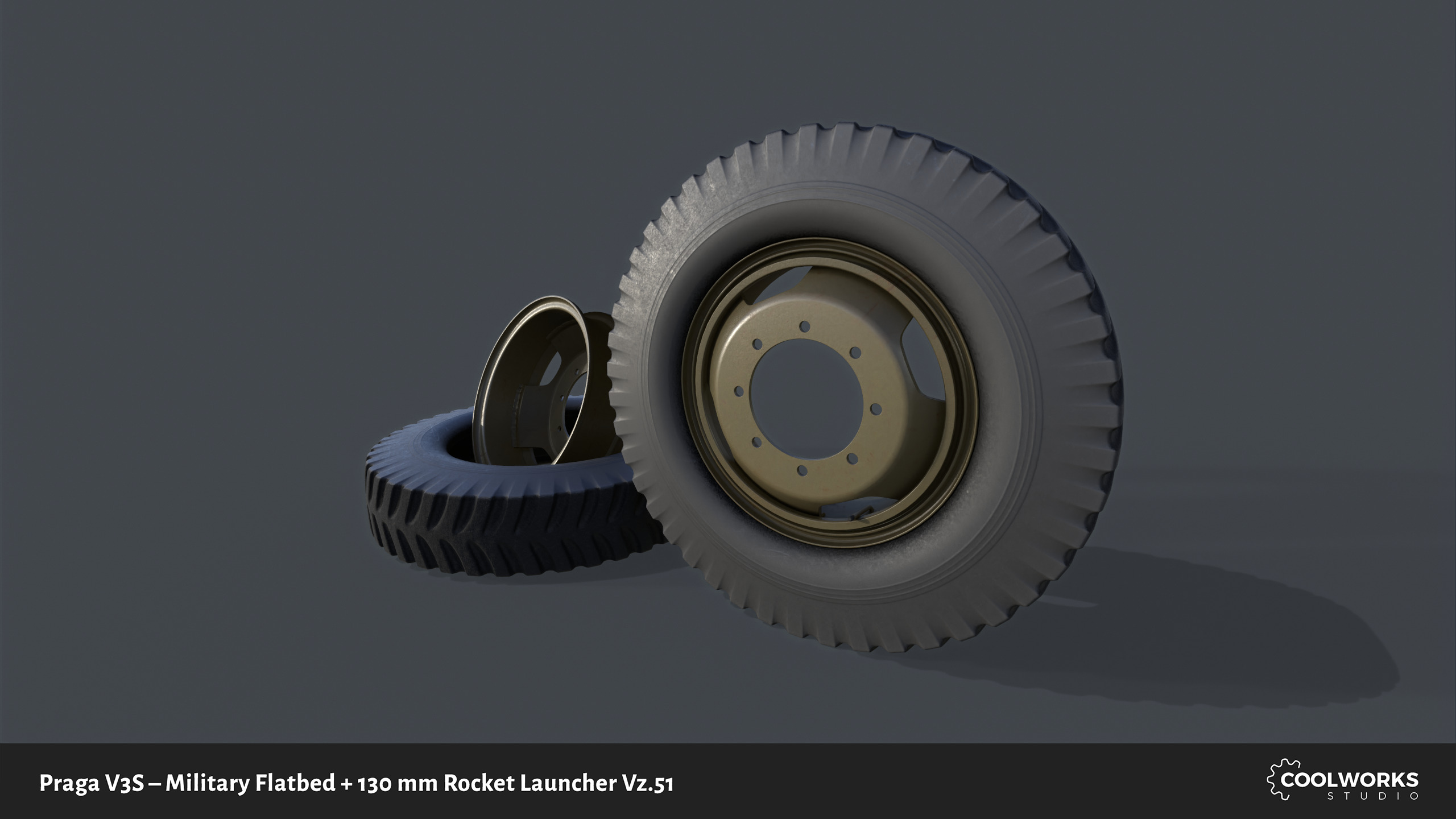 PV3S Truck Flatbed Set Low-poly 3D model_30