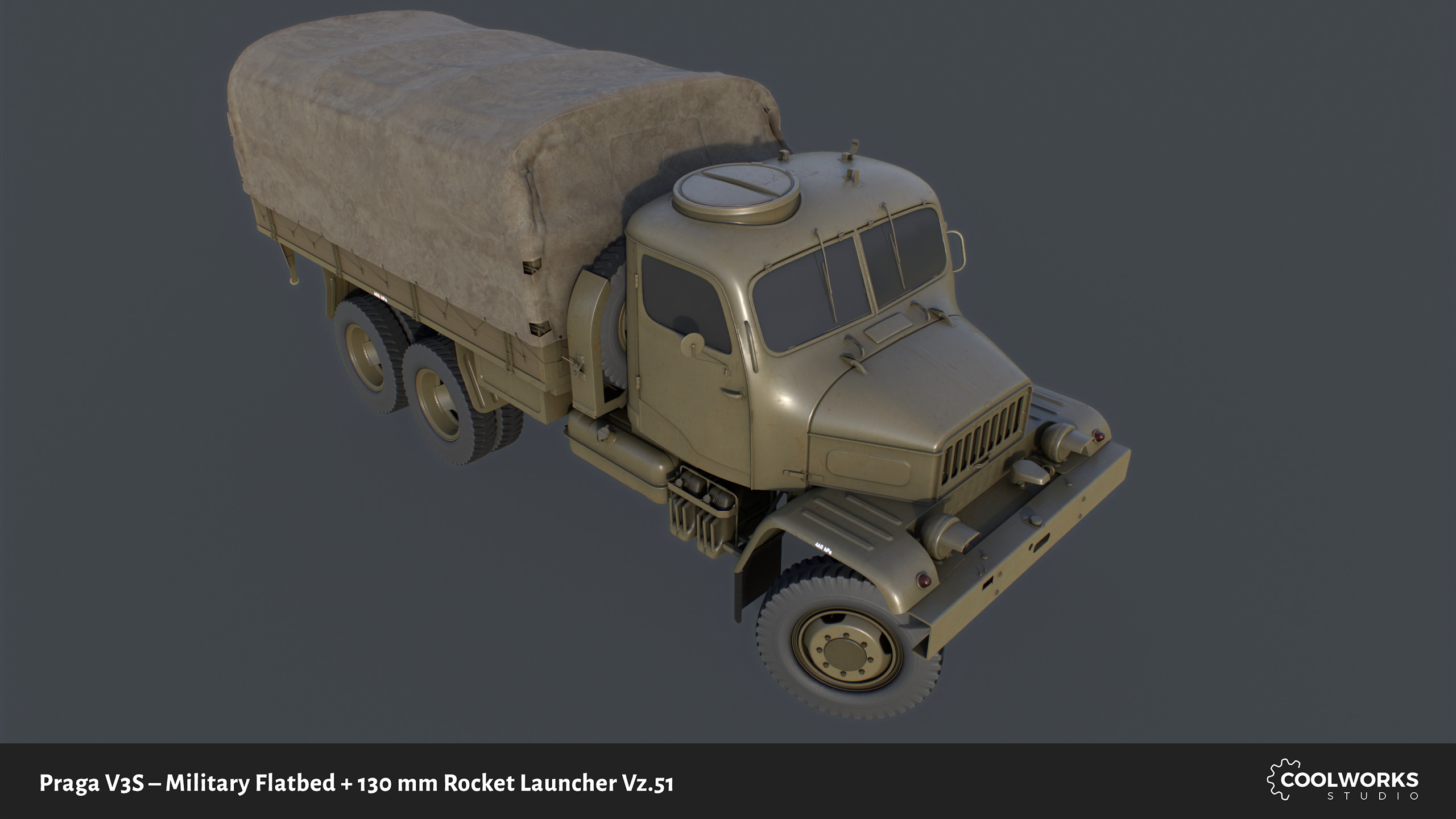 PV3S Truck Flatbed Set Low-poly 3D model_8