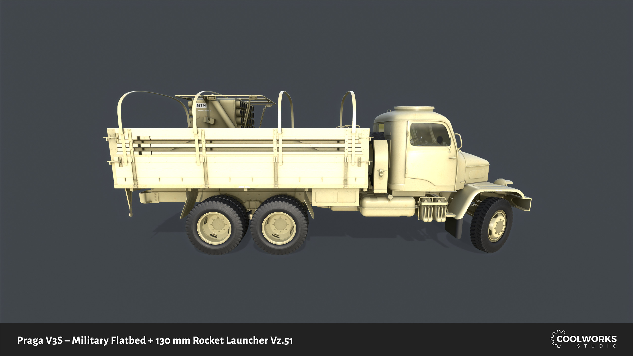 PV3S Truck Flatbed Set Low-poly 3D model_67