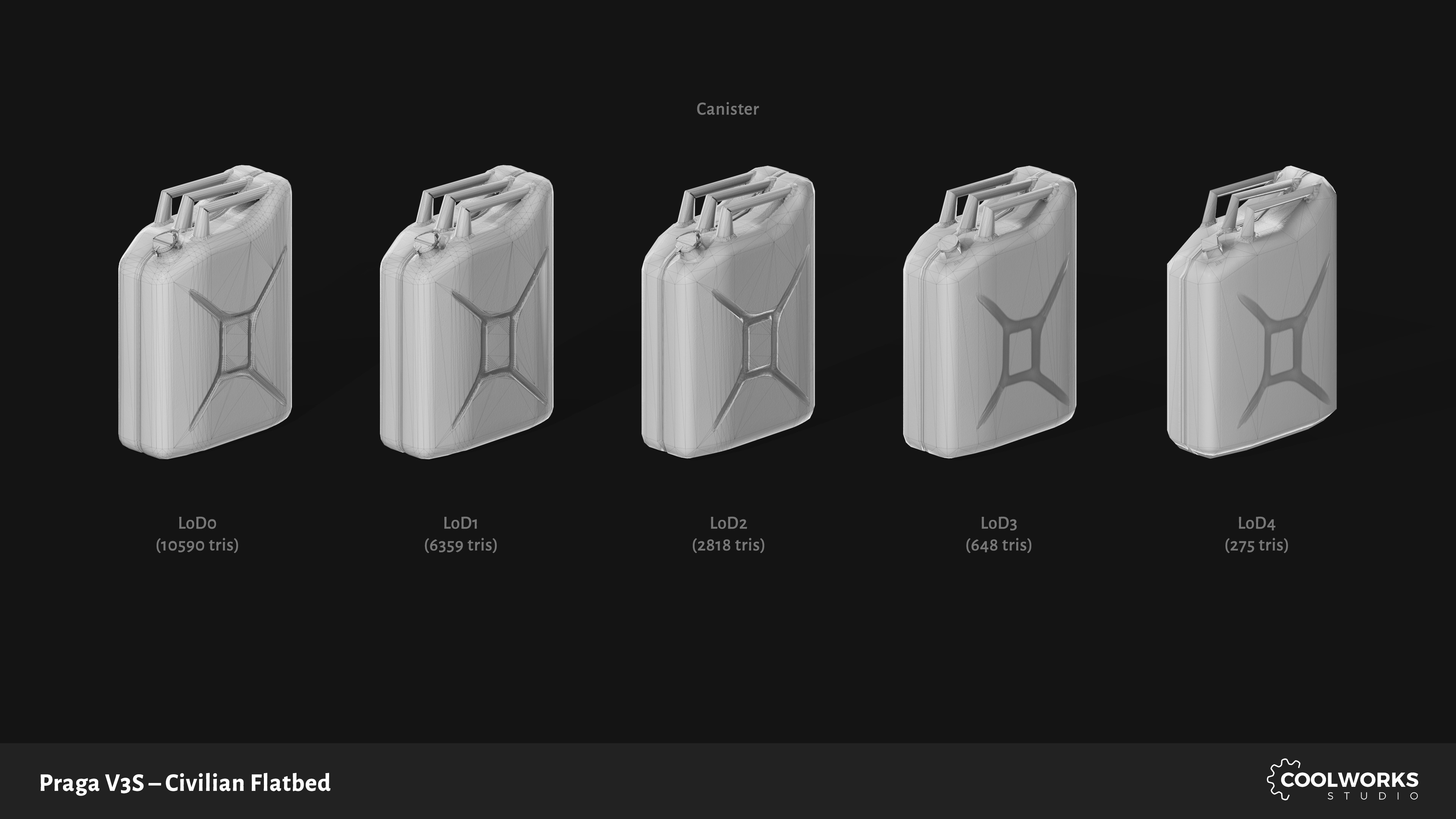 PV3S Truck Flatbed Set Low-poly 3D model_122