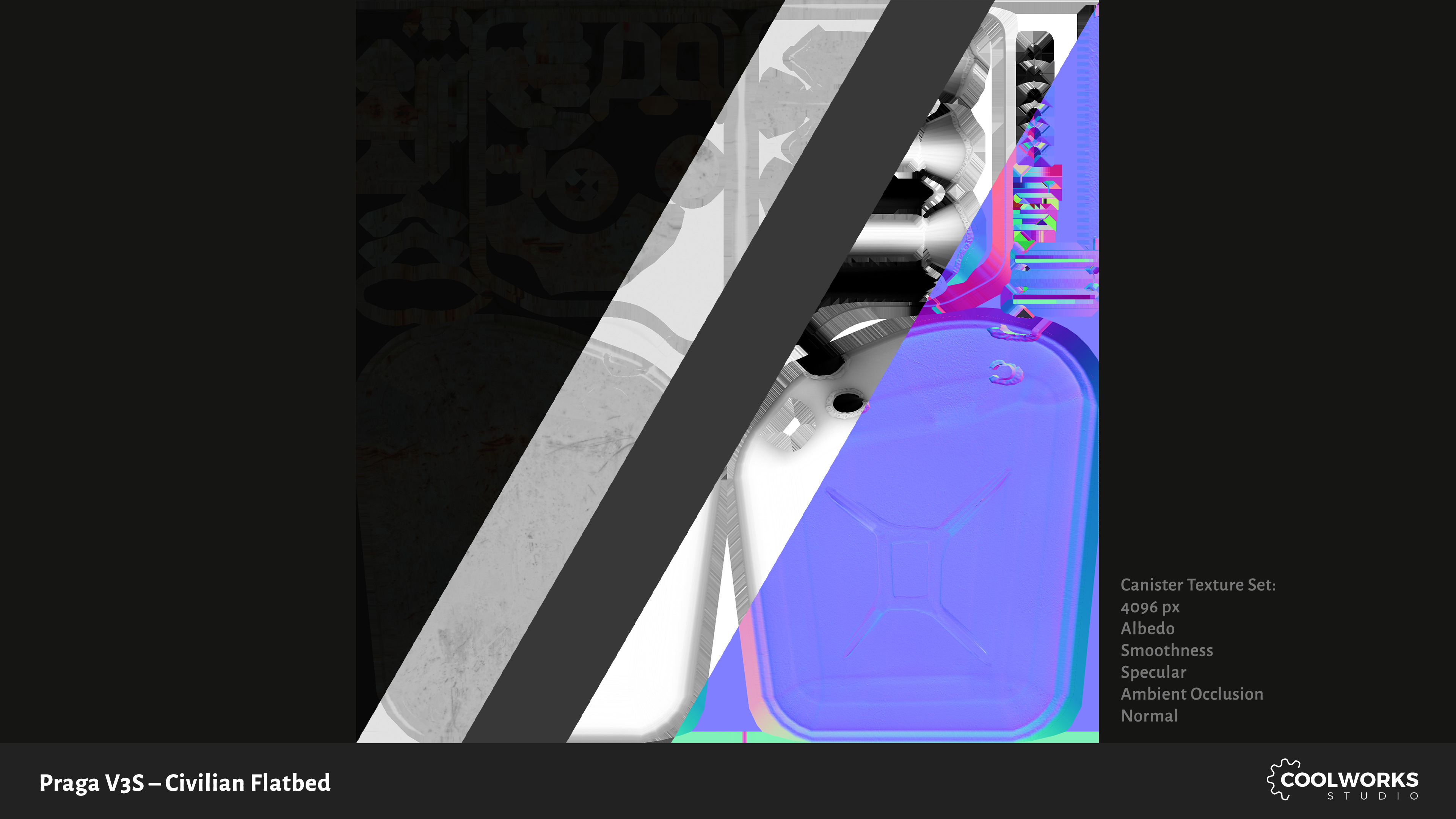 PV3S Truck Flatbed Set Low-poly 3D model_132