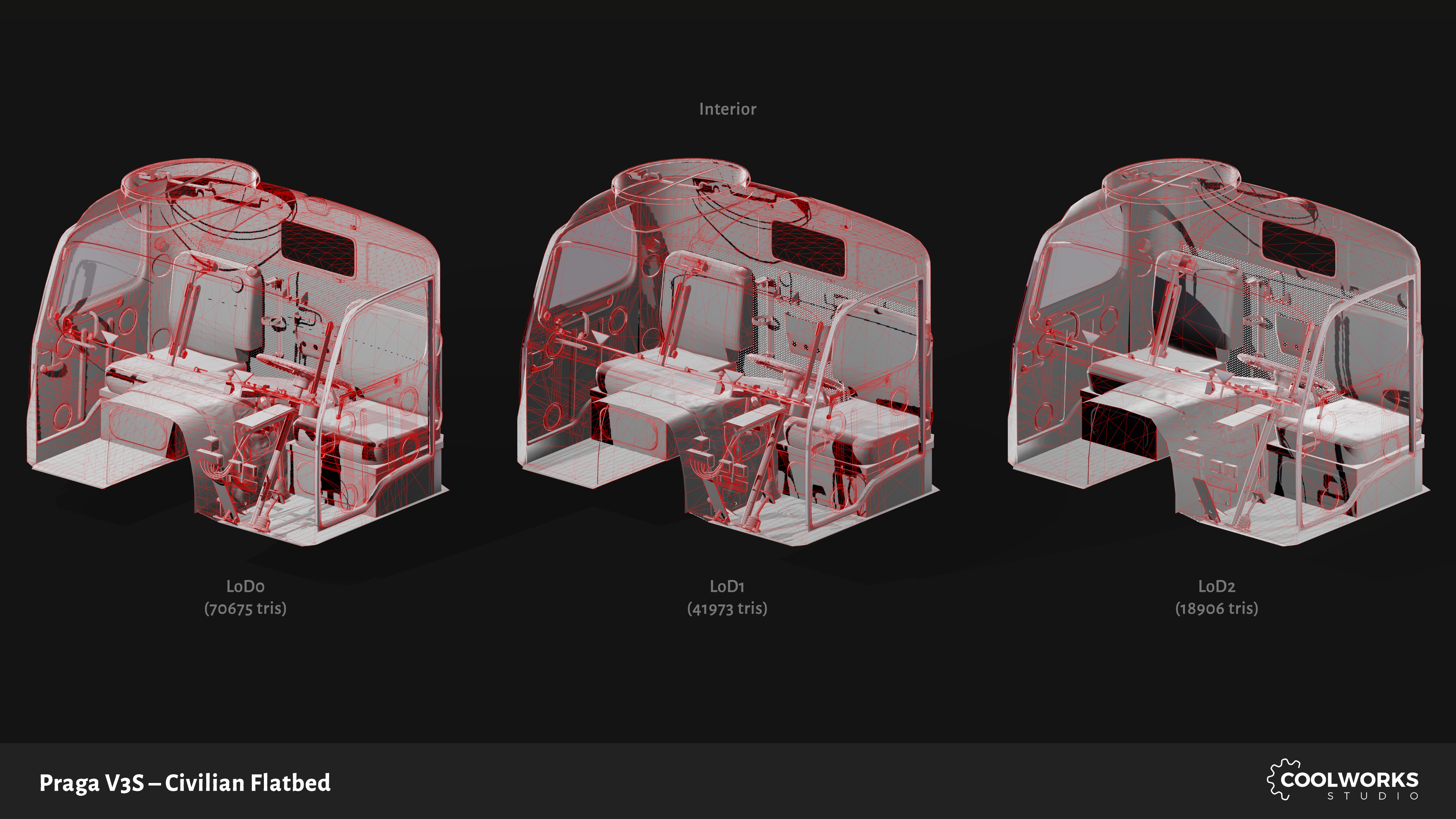 PV3S Truck Flatbed Set Low-poly 3D model_126