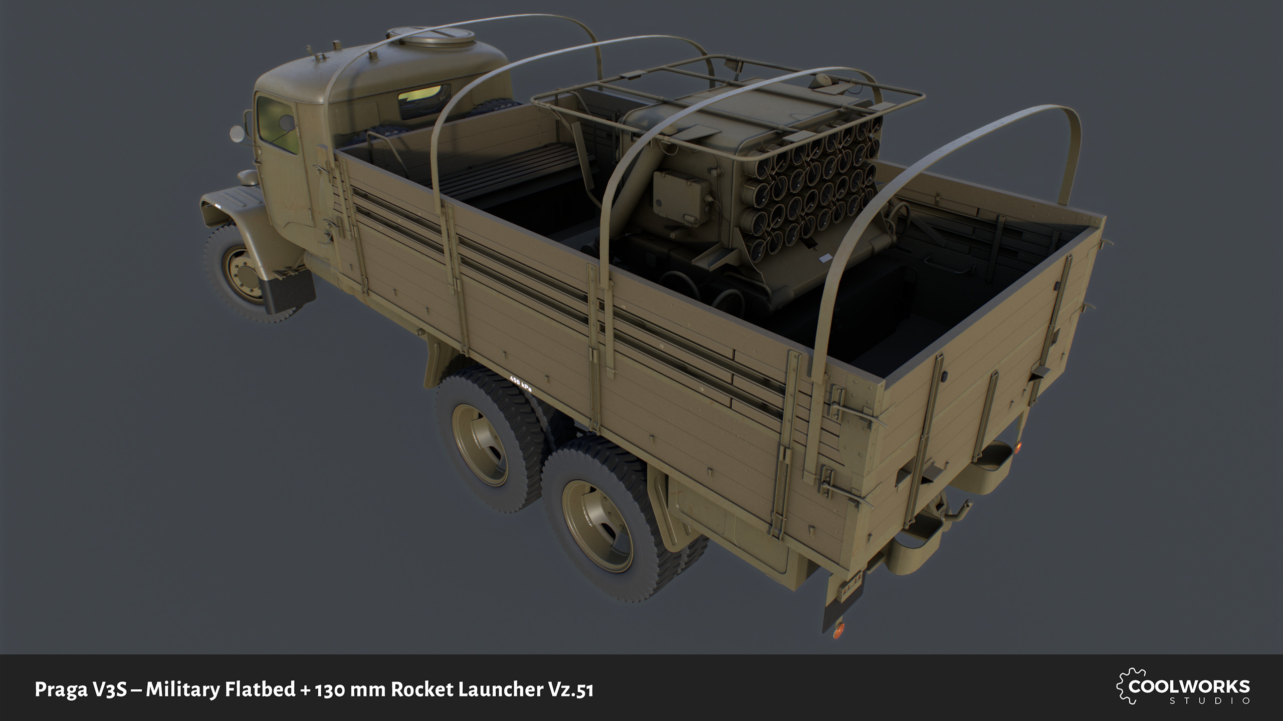 PV3S Truck Flatbed Set Low-poly 3D model_18