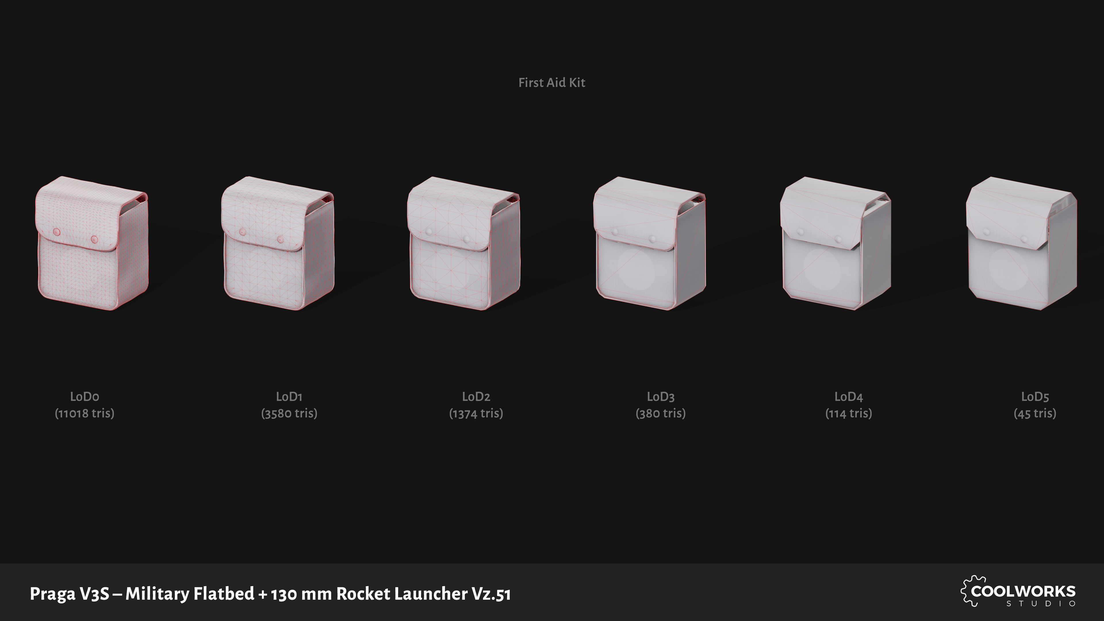 PV3S Truck Flatbed Set Low-poly 3D model_36