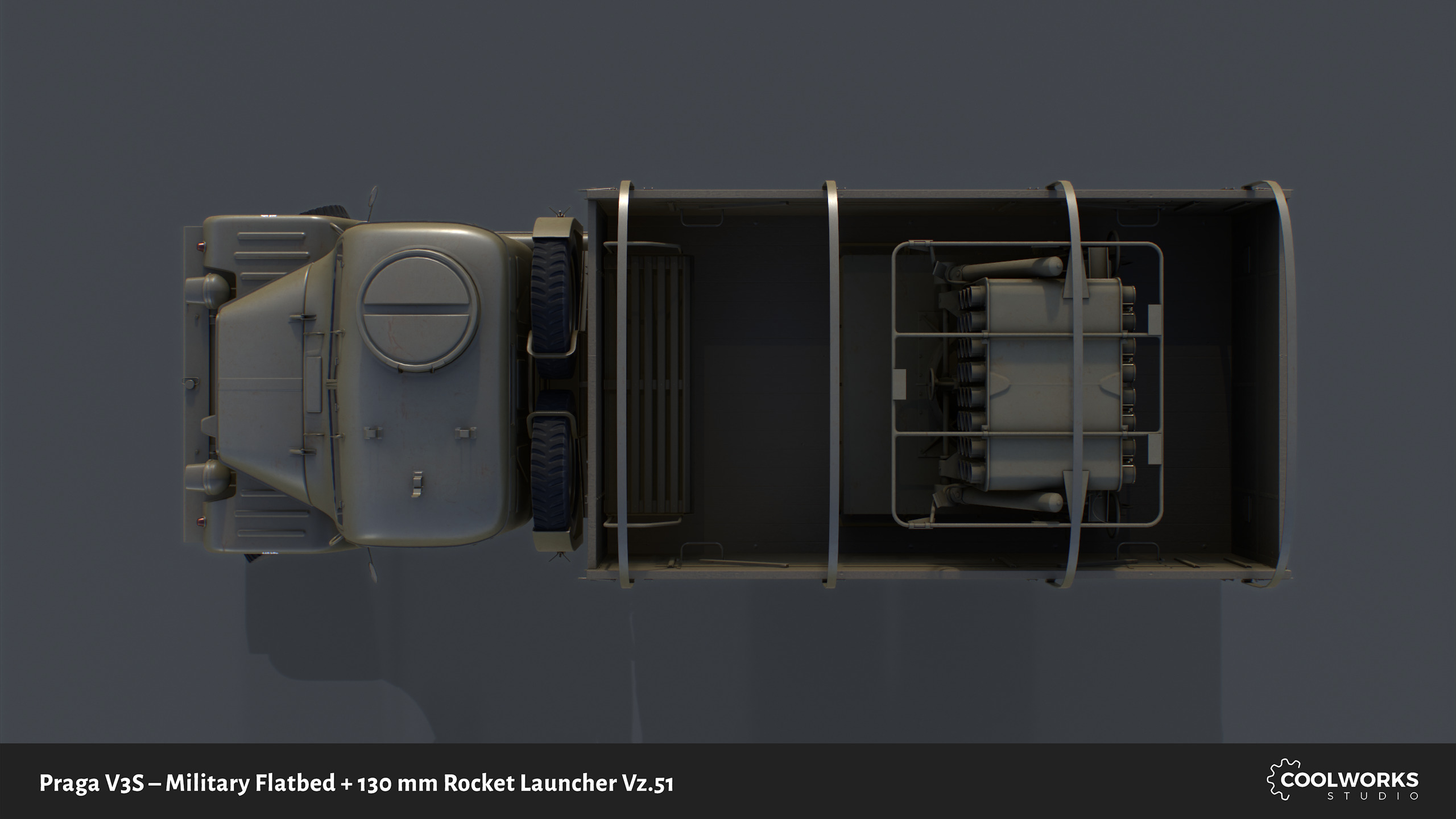 PV3S Truck Flatbed Set Low-poly 3D model_15