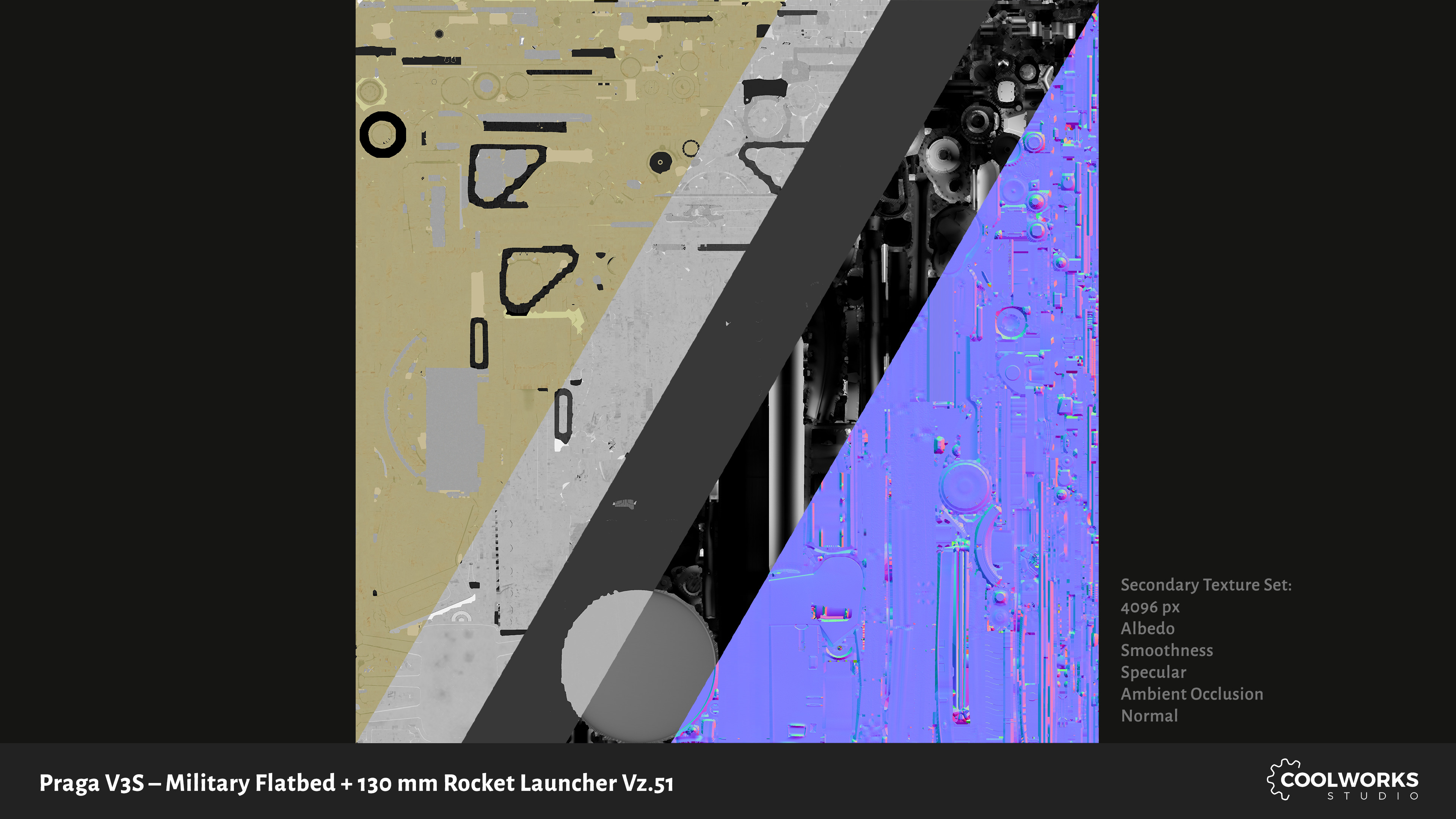 PV3S Truck Flatbed Set Low-poly 3D model_95
