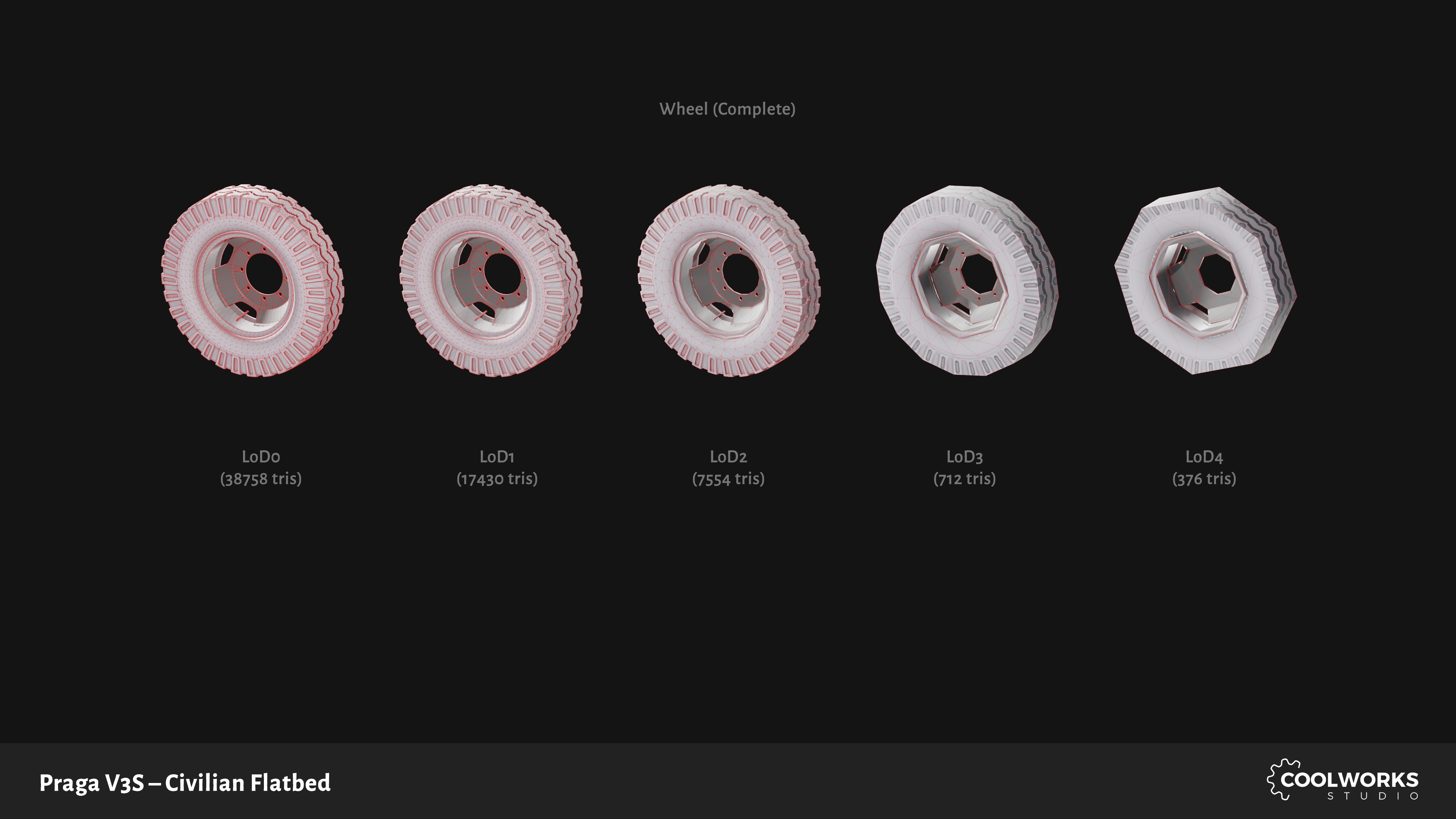 PV3S Truck Flatbed Set Low-poly 3D model_124