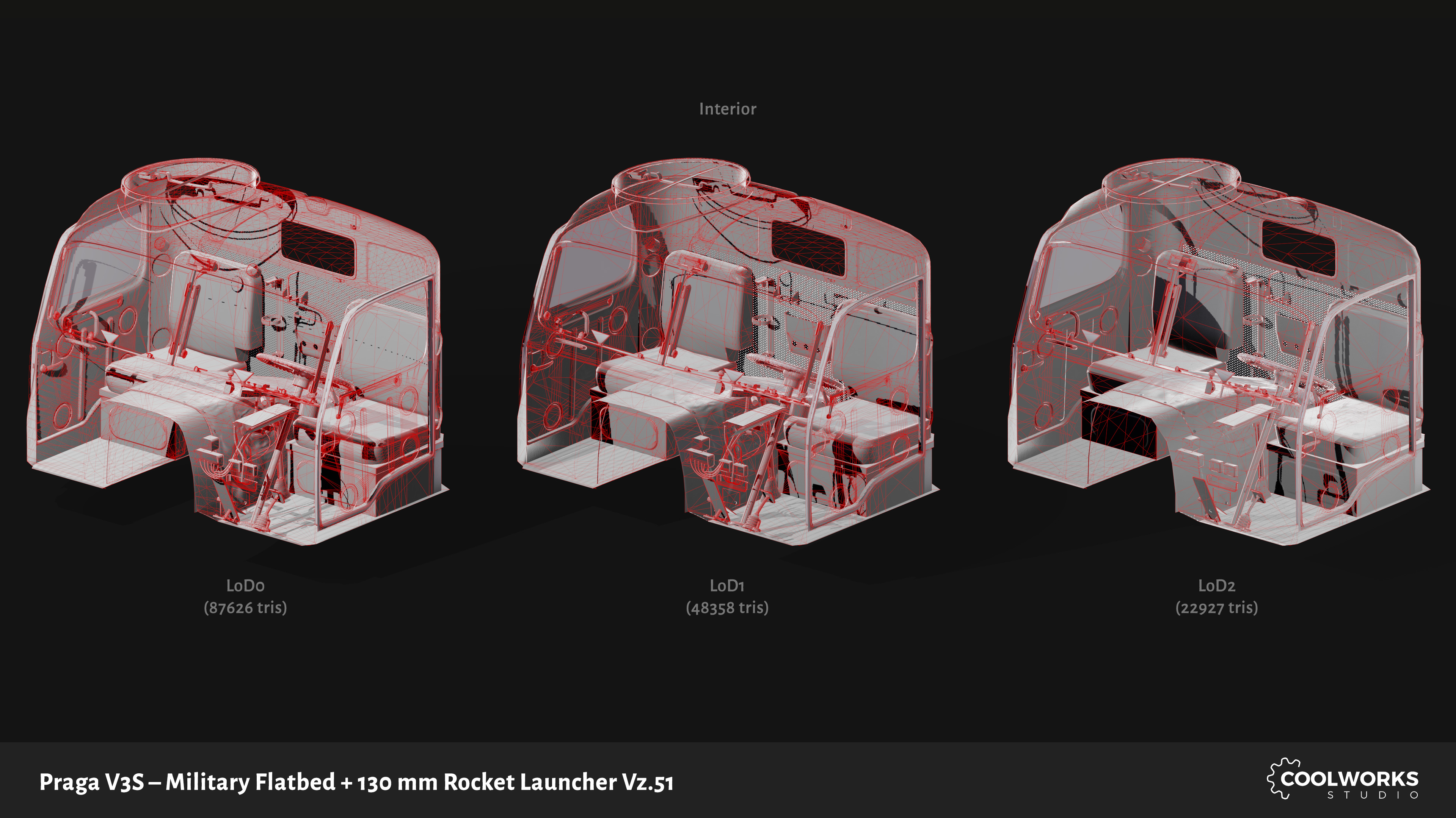PV3S Truck Flatbed Set Low-poly 3D model_92