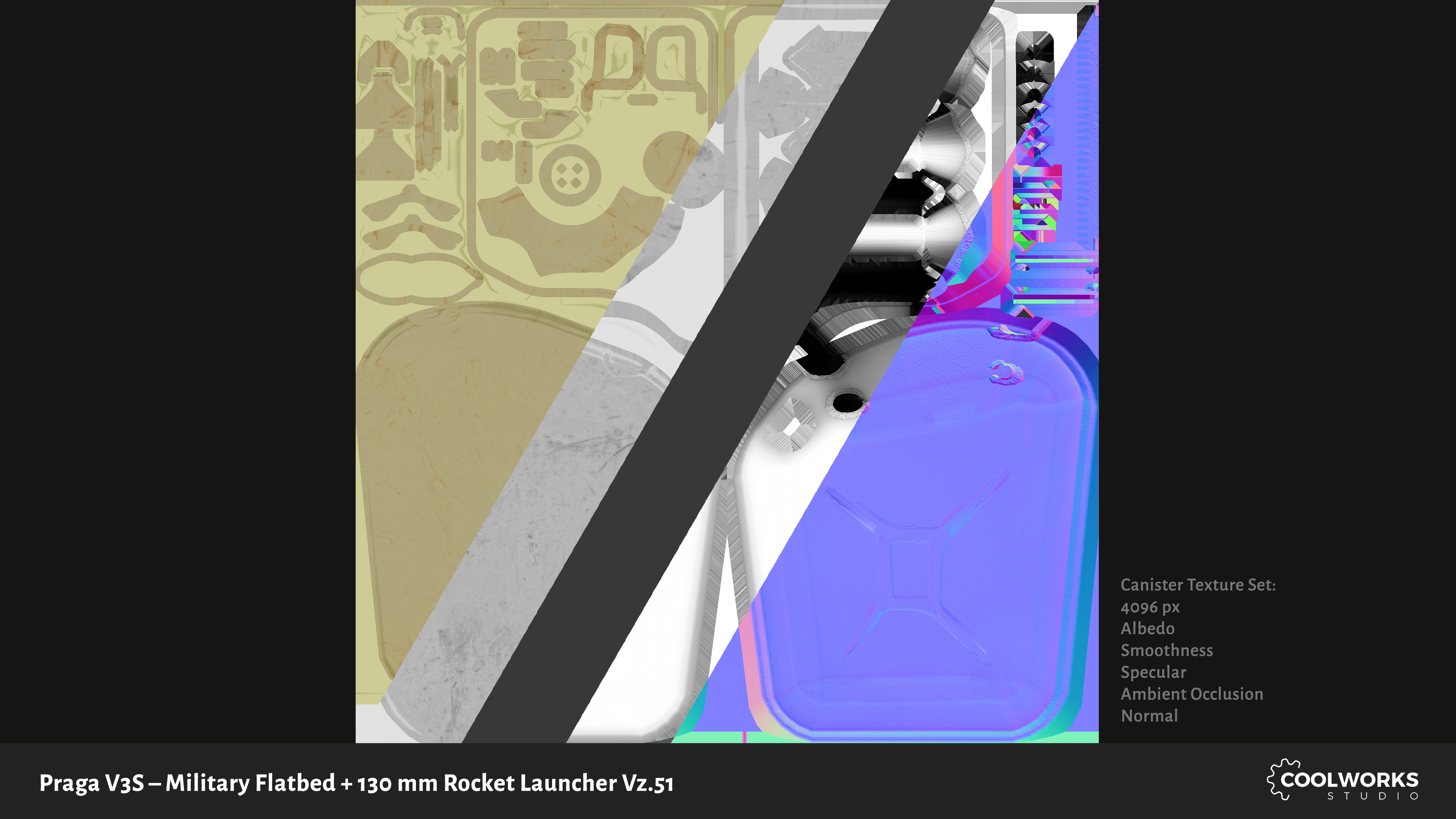 PV3S Truck Flatbed Set Low-poly 3D model_99