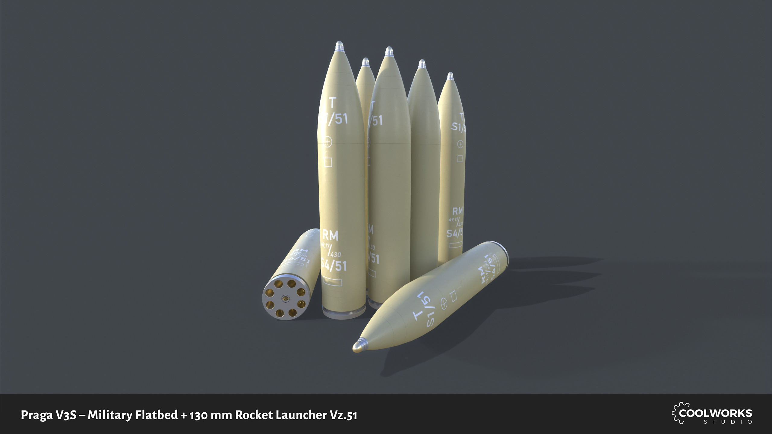 PV3S Truck Flatbed Set Low-poly 3D model_85