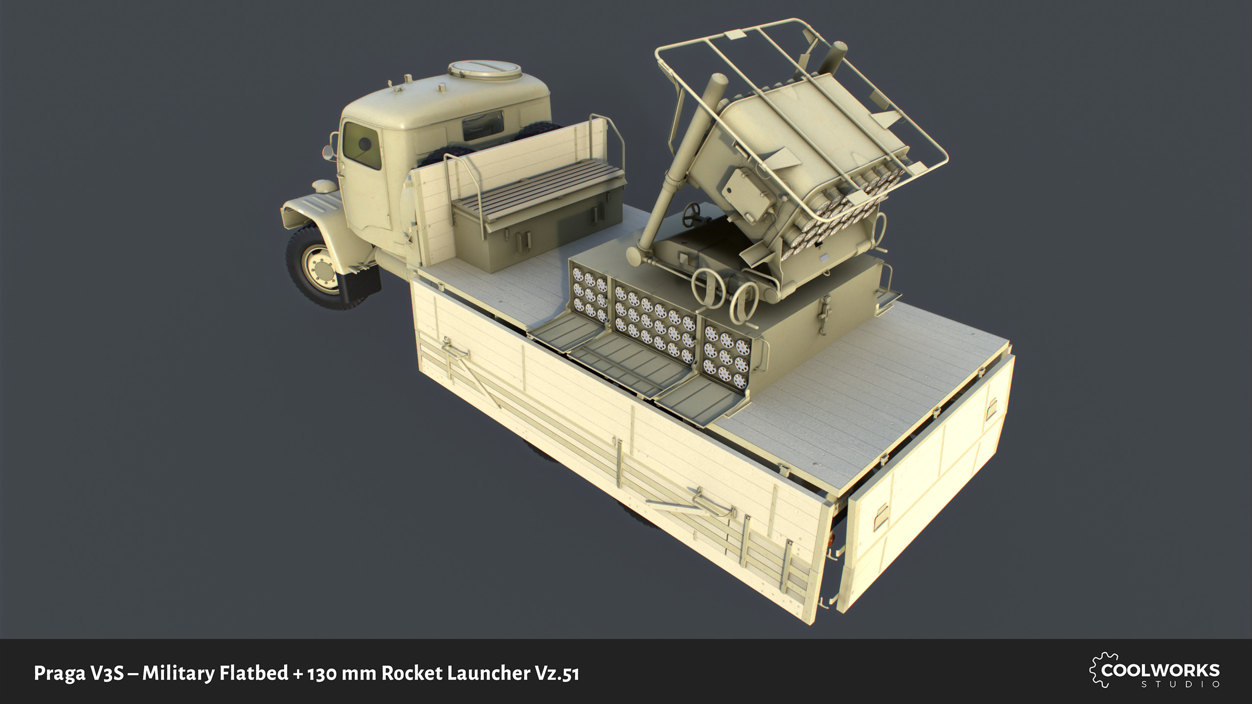 PV3S Truck Flatbed Set Low-poly 3D model_79
