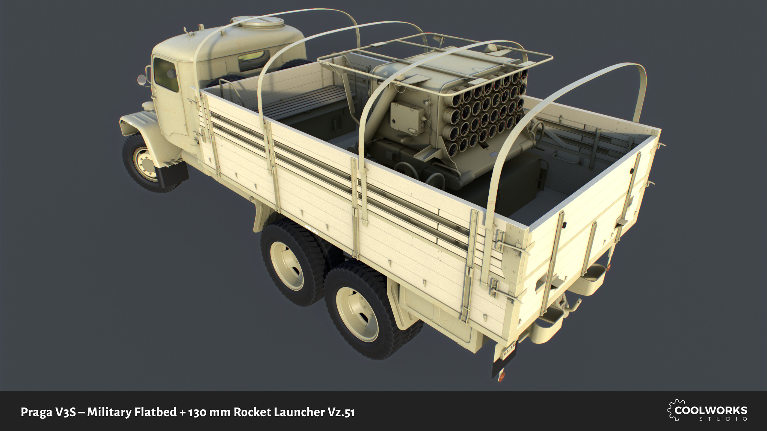 PV3S Truck Flatbed Set Low-poly 3D model_69
