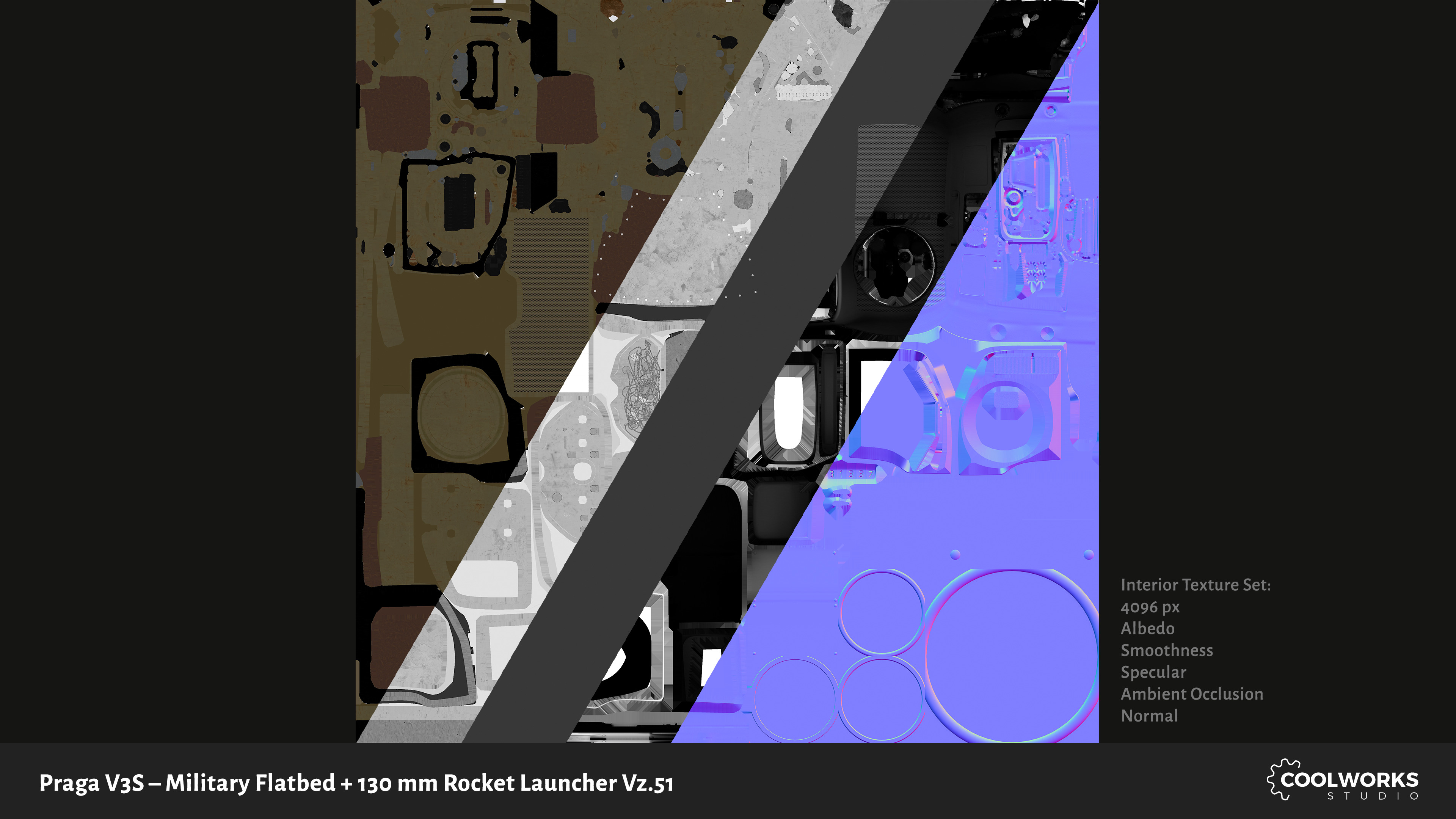 PV3S Truck Flatbed Set Low-poly 3D model_47