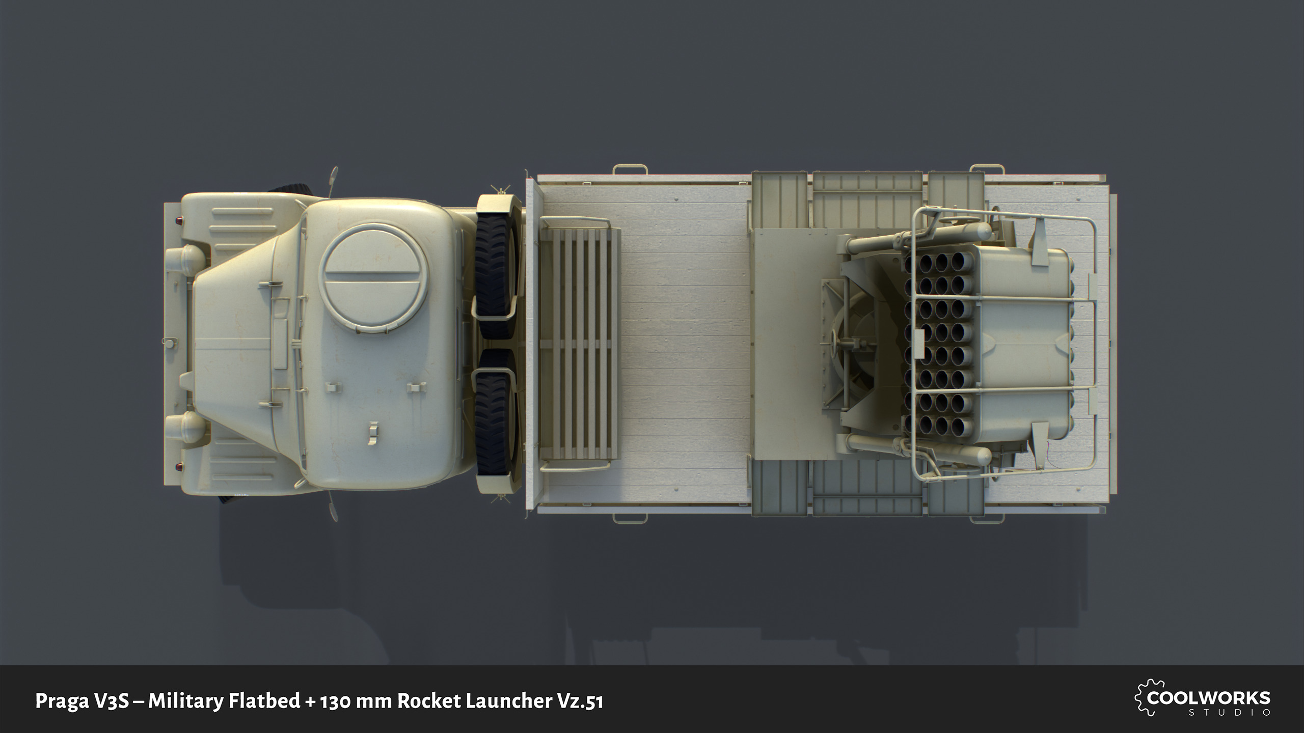 PV3S Truck Flatbed Set Low-poly 3D model_75
