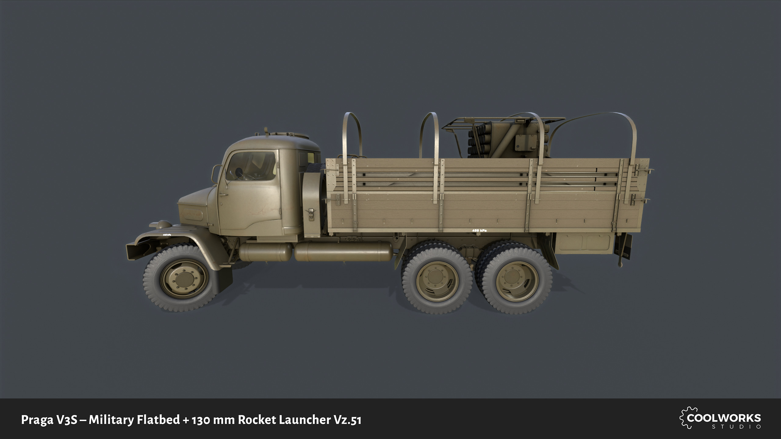 PV3S Truck Flatbed Set Low-poly 3D model_20