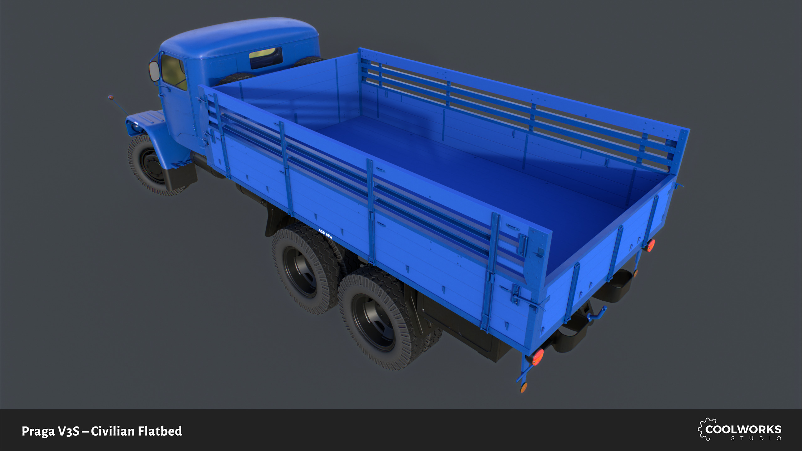 PV3S Truck Flatbed Set Low-poly 3D model_108