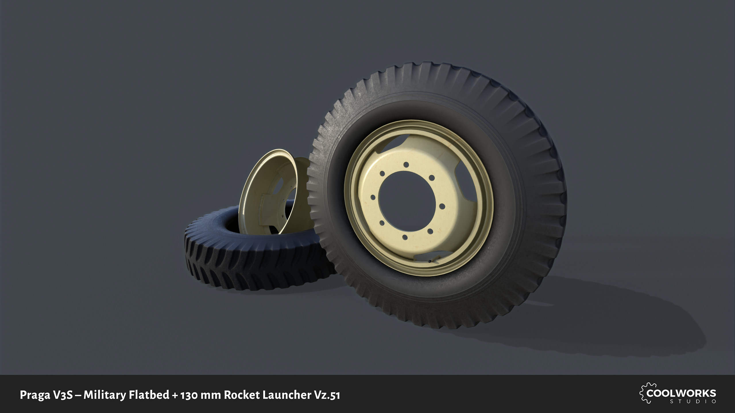 PV3S Truck Flatbed Set Low-poly 3D model_81