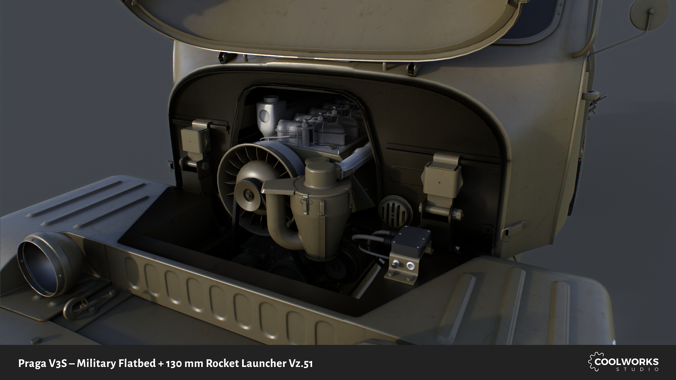 PV3S Truck Flatbed Set Low-poly 3D model_13