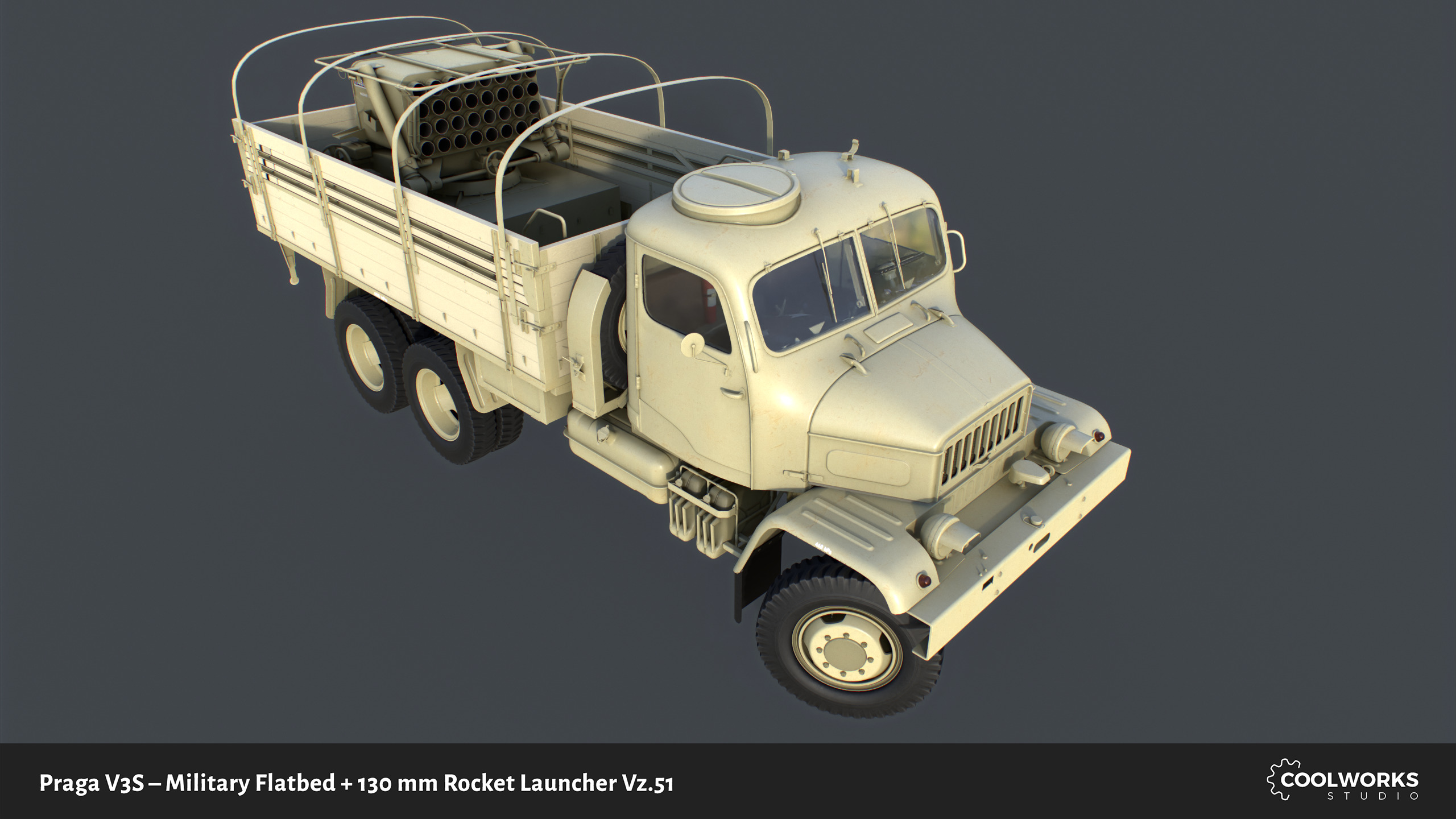 PV3S Truck Flatbed Set Low-poly 3D model_70