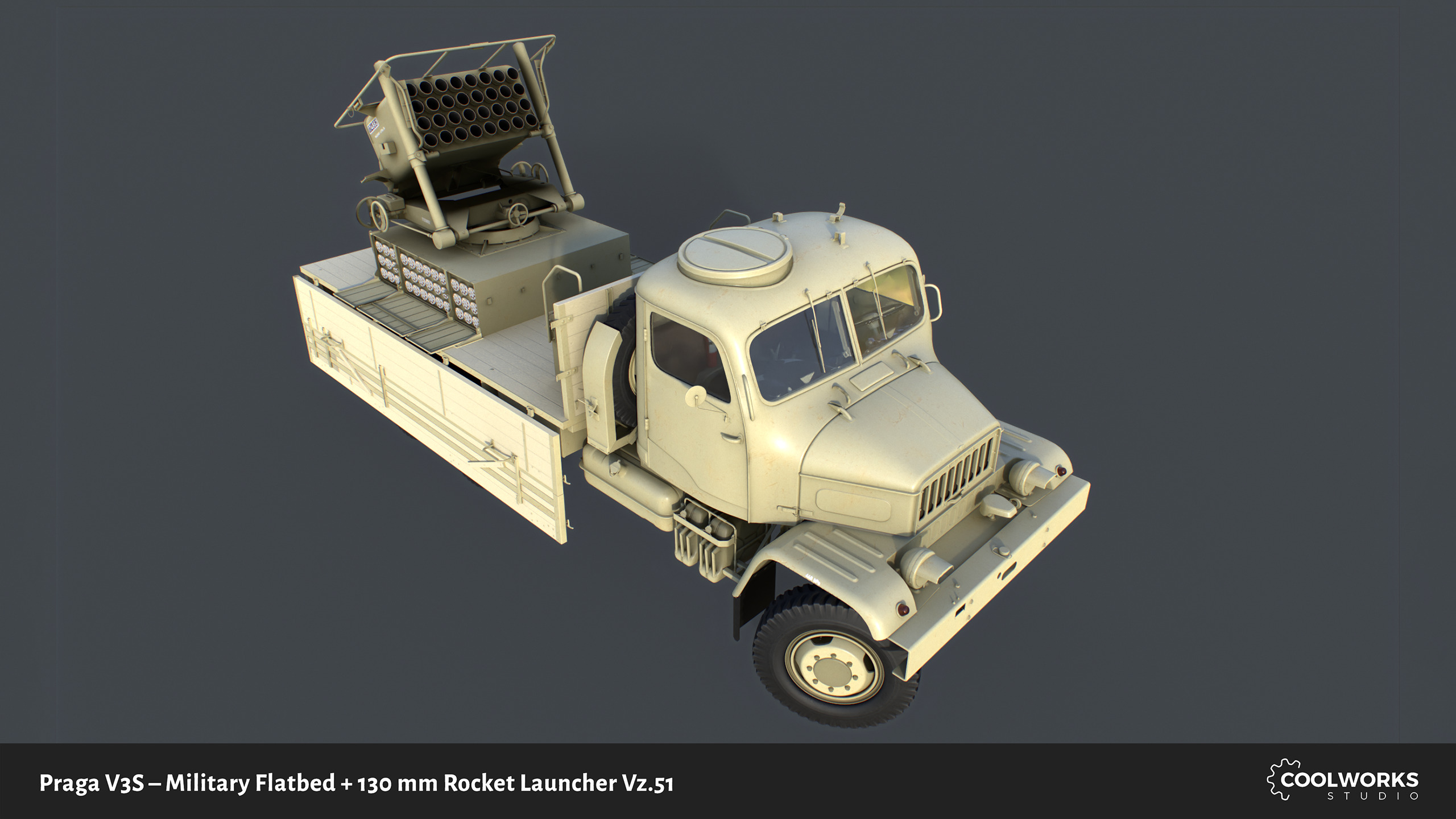 PV3S Truck Flatbed Set Low-poly 3D model_73
