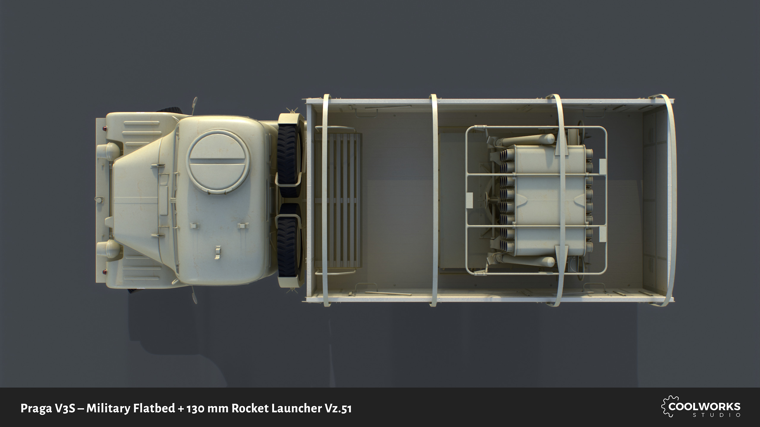 PV3S Truck Flatbed Set Low-poly 3D model_66
