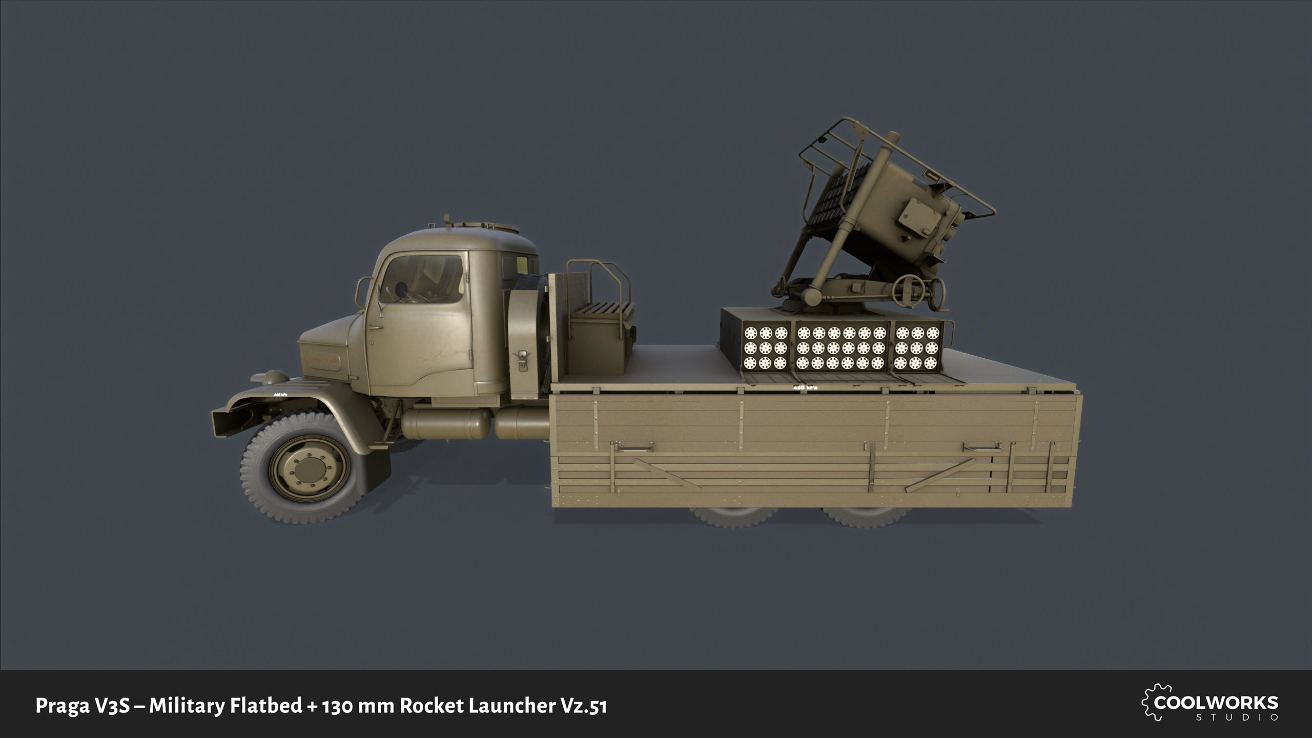 PV3S Truck Flatbed Set Low-poly 3D model_29