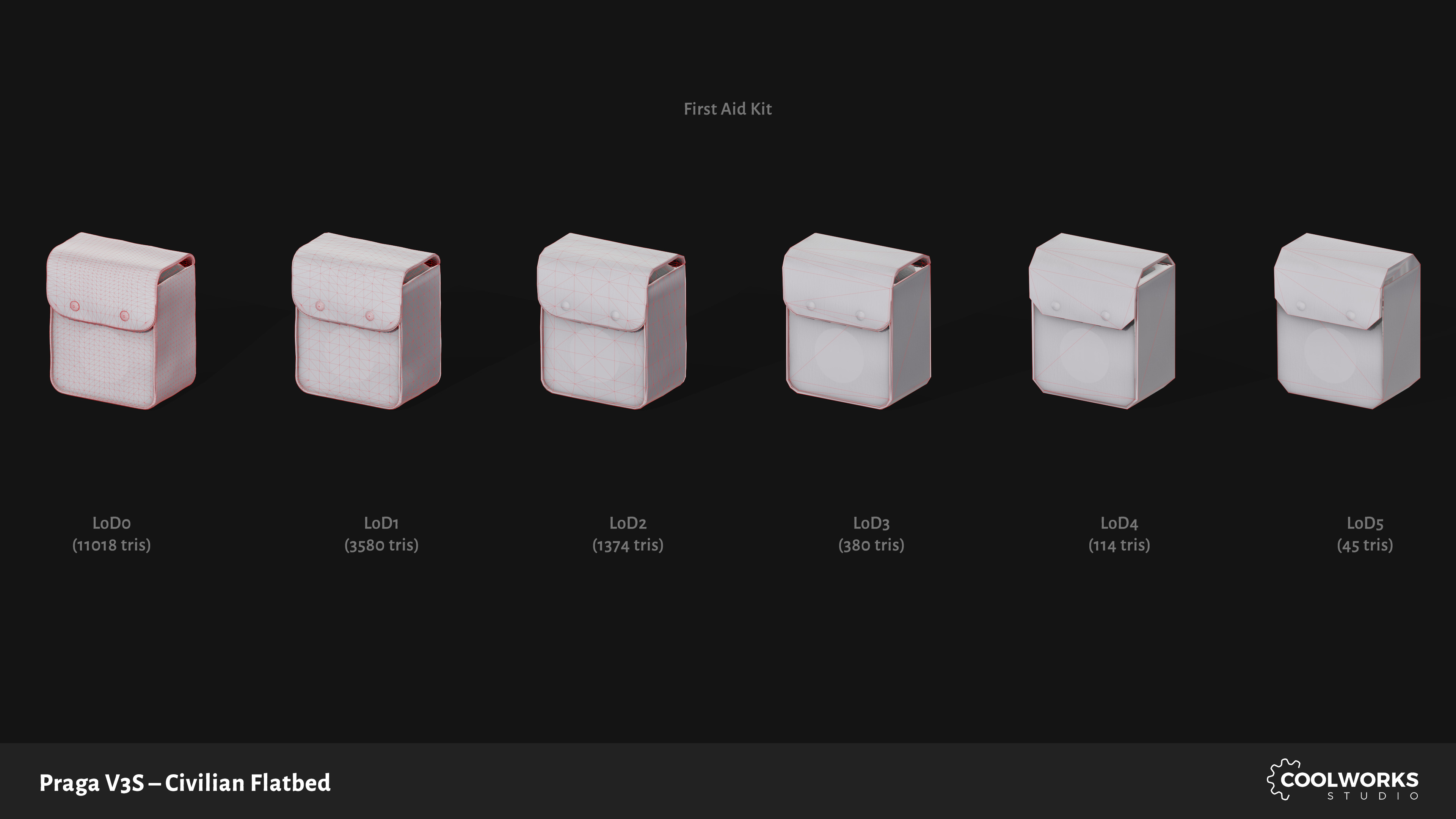 PV3S Truck Flatbed Set Low-poly 3D model_121