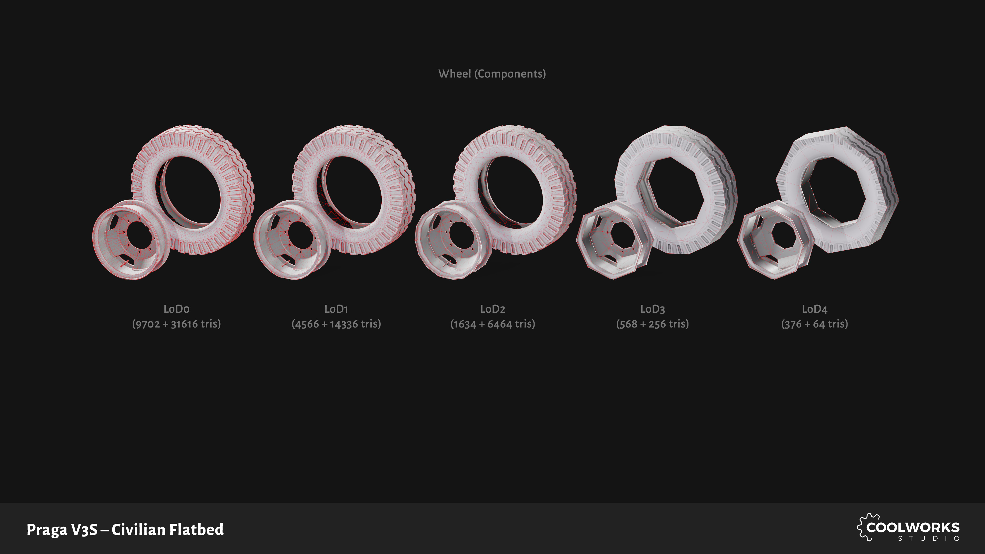 PV3S Truck Flatbed Set Low-poly 3D model_125