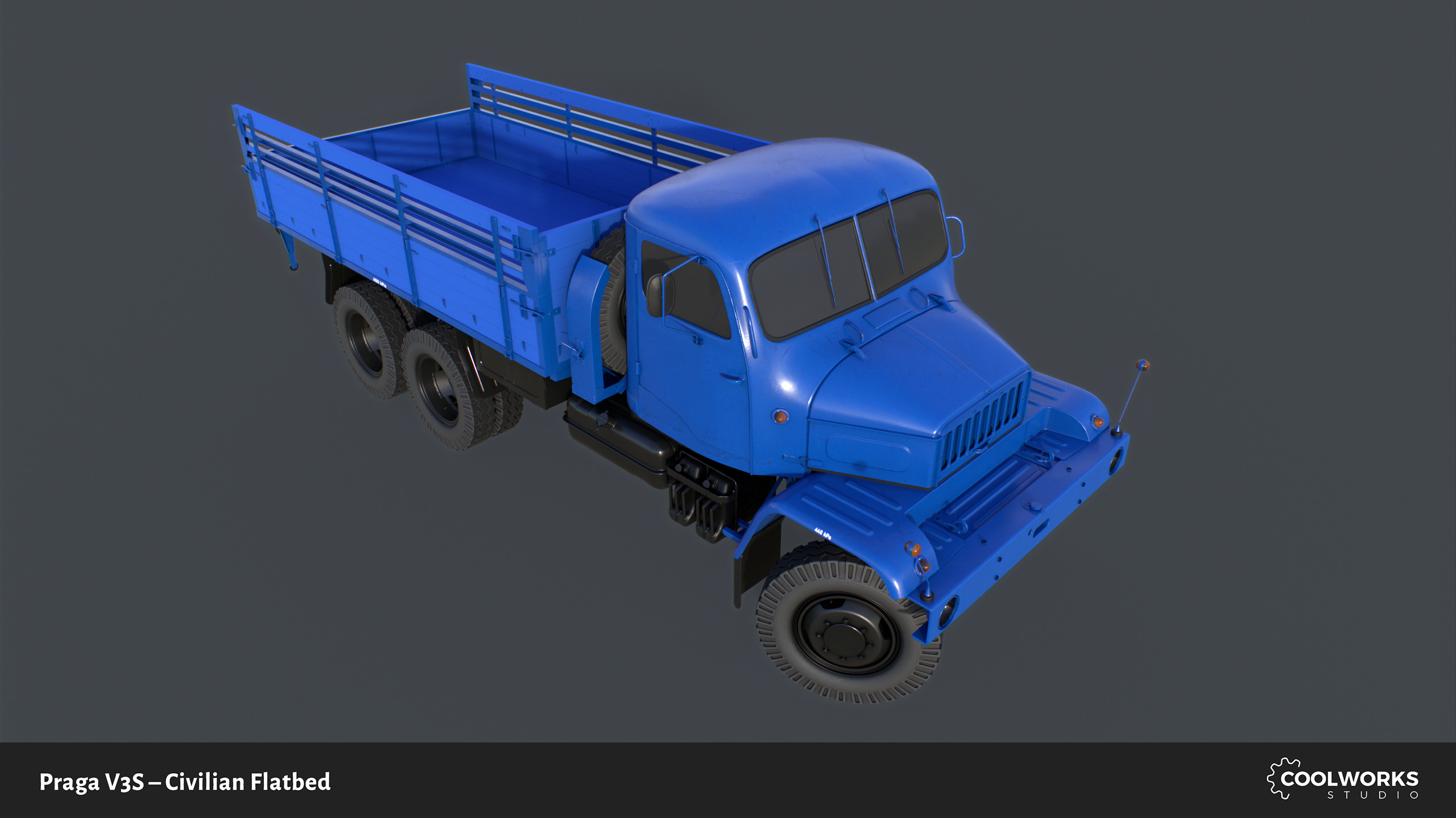 PV3S Truck Flatbed Set Low-poly 3D model_109