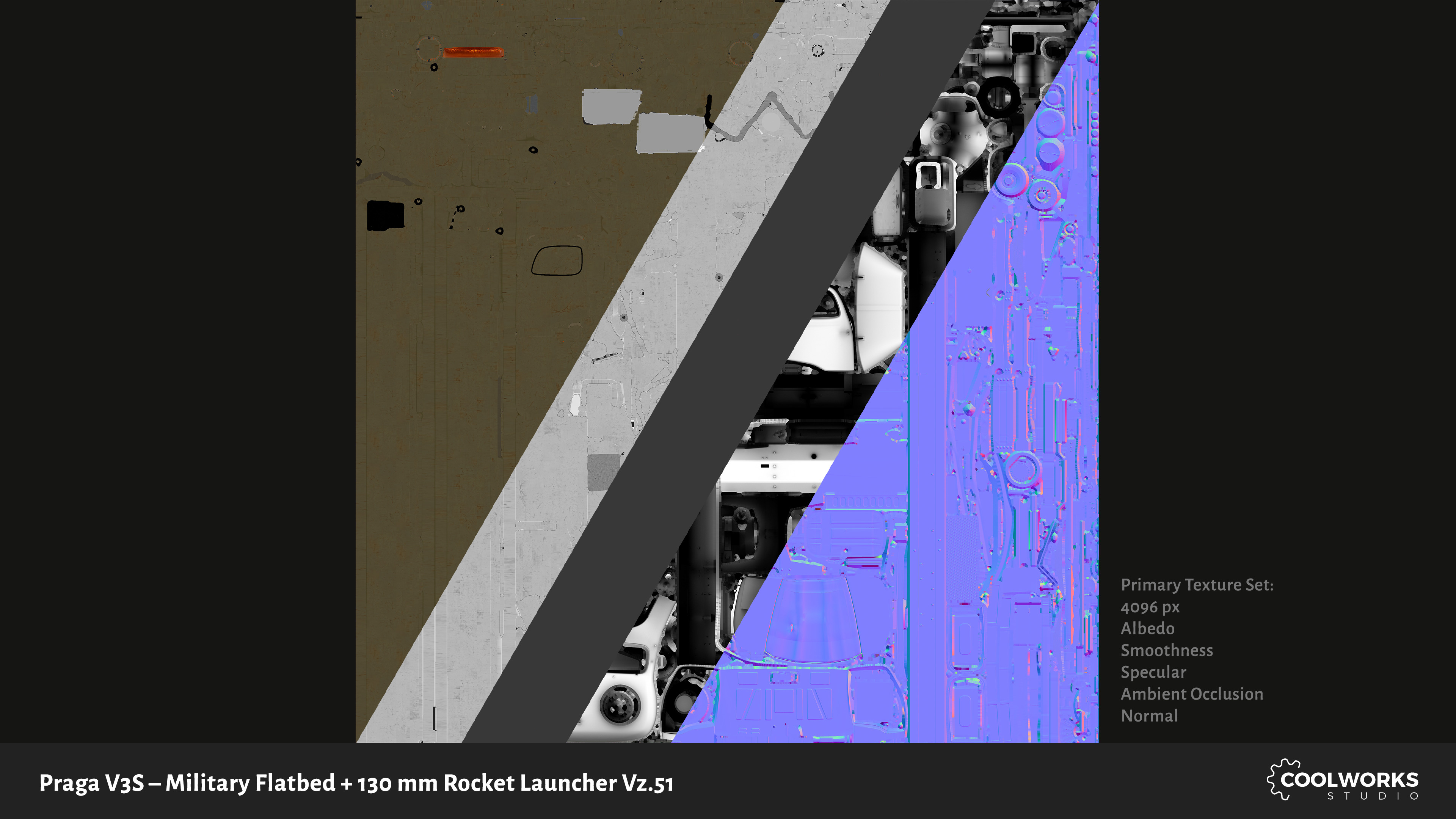 PV3S Truck Flatbed Set Low-poly 3D model_52