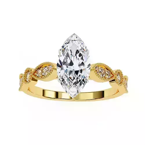 Printable 3D jewelry model of Solitaire Lady Ring with Diamond