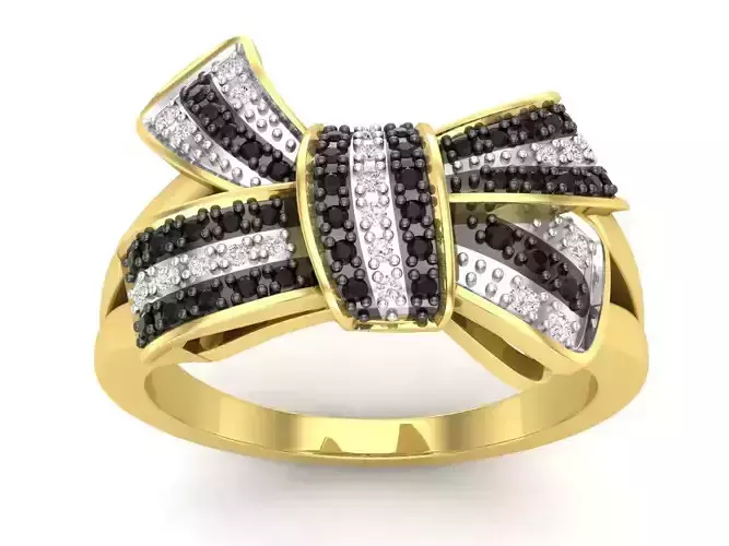 AV 685 Diamond Ladies Split Shank Cocktail Bow Ring 3D print model