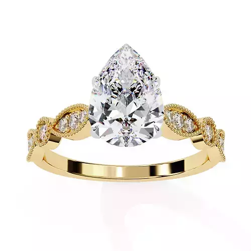 Printable 3D jewelry model of Solitaire Lady Ring with Diamond