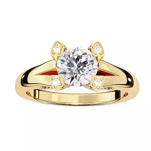 Printable 3D jewelry model of Solitaire Lady Ring with Diamond