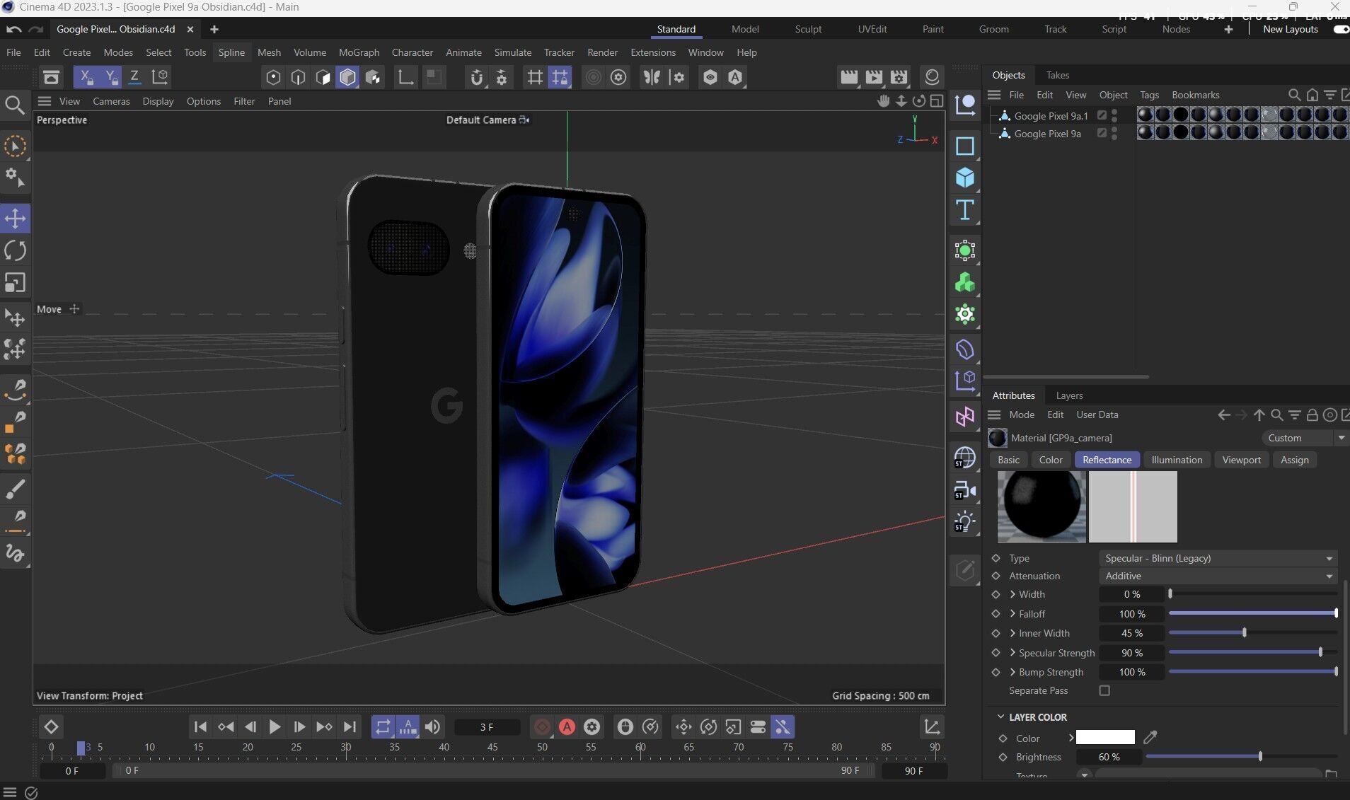Google Pixel 9a Low-poly 3D model_26