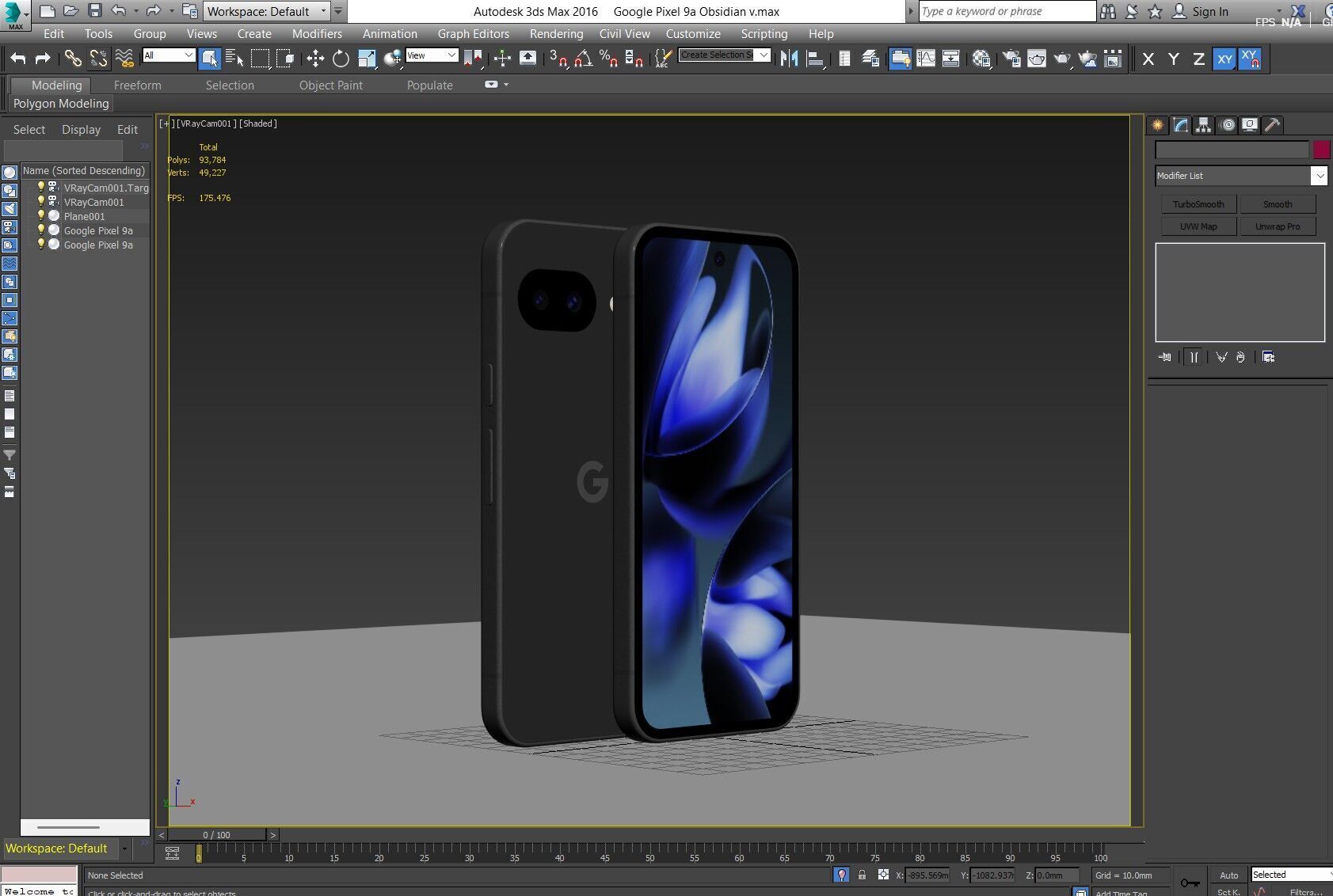 Google Pixel 9a Low-poly 3D model_30