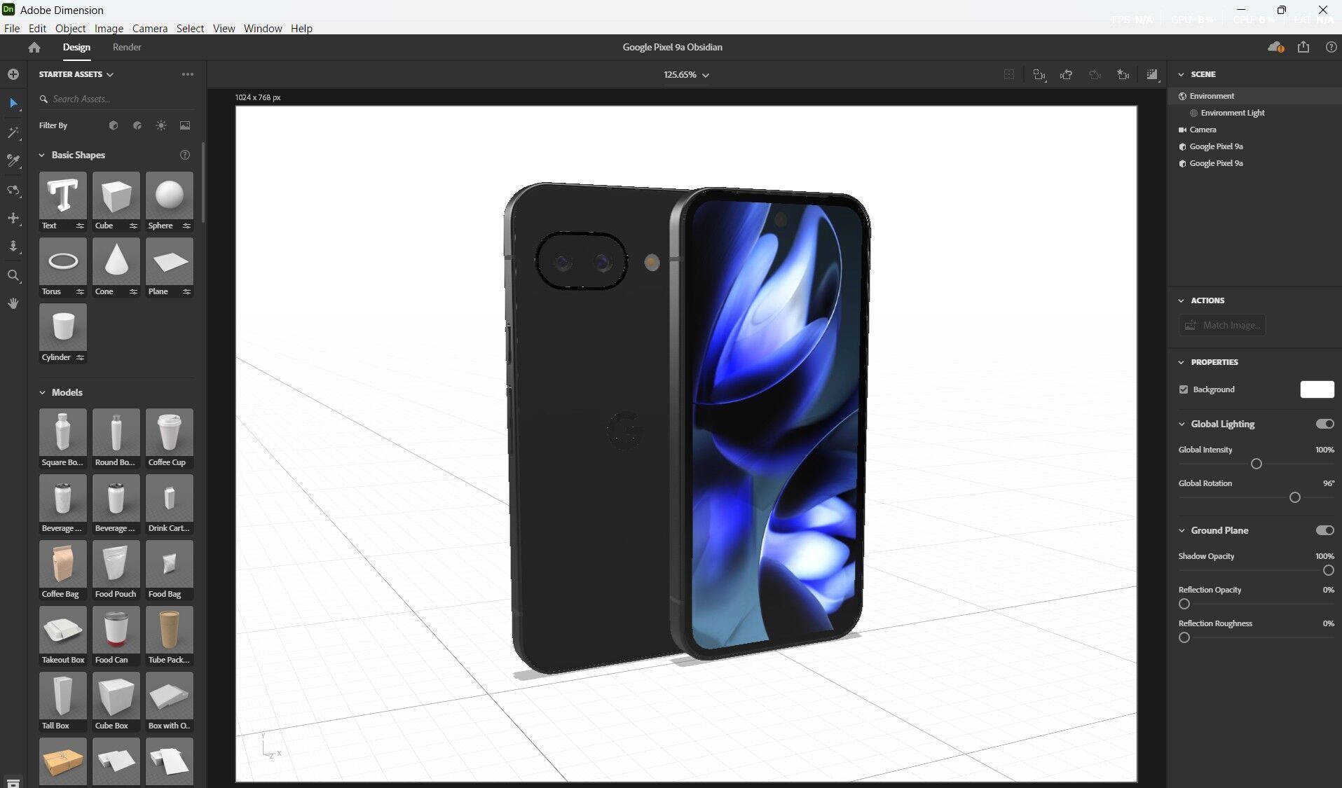 Google Pixel 9a Low-poly 3D model_27