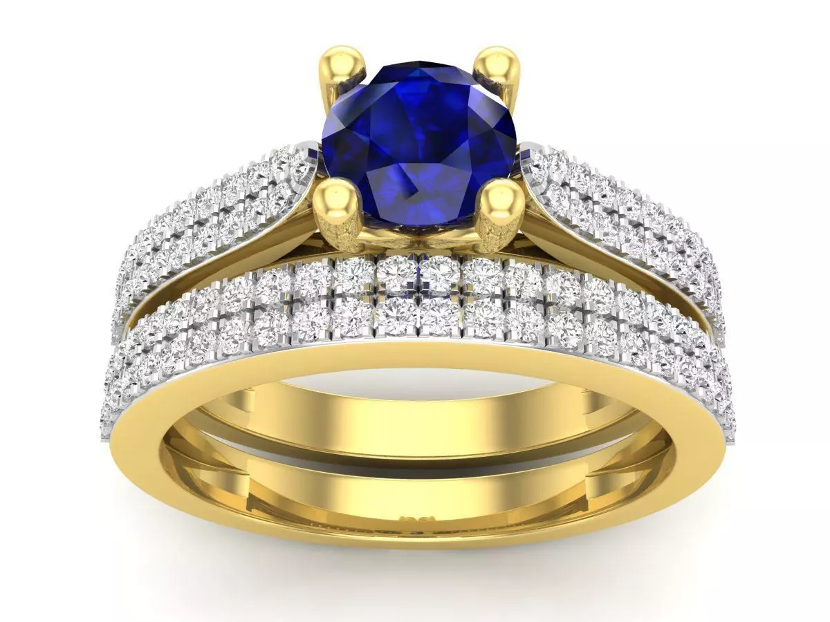 AV 693 Diamond Bridal Engagement Ring With Matching Band 3D print model